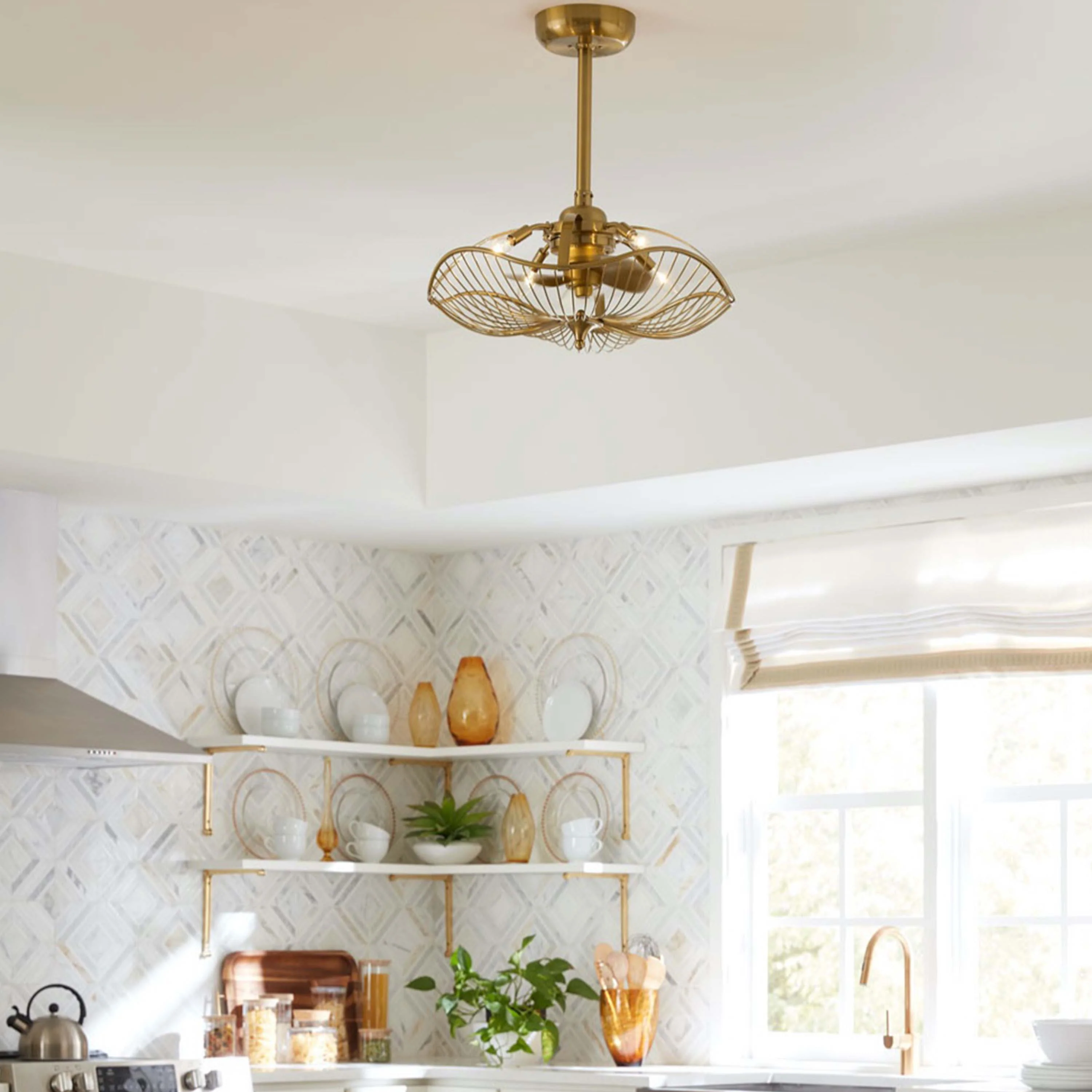AURI™ Fandelier - 22inch Ceiling Fan - Aged Brass - Image 10