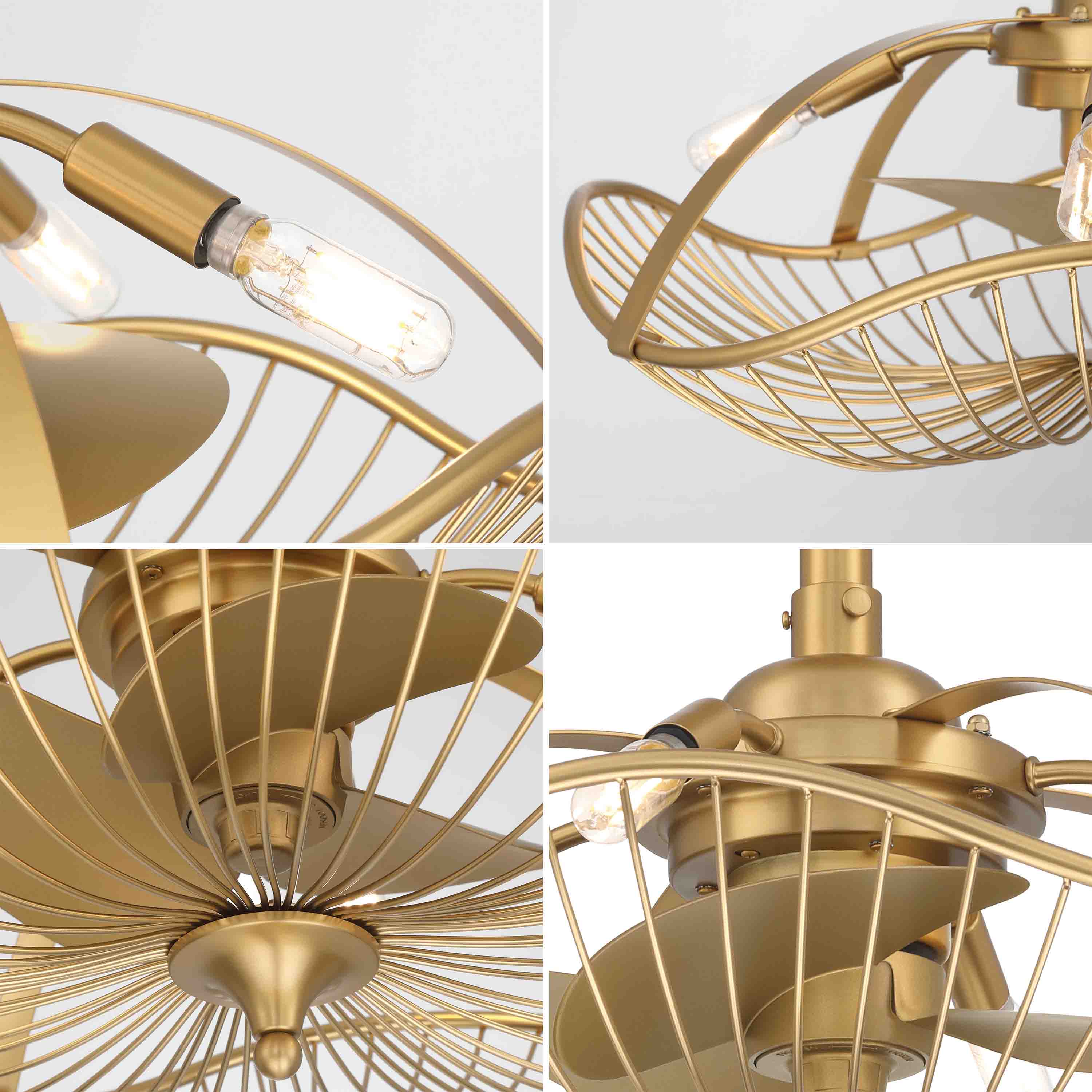 AURI™ Fandelier - 22inch Ceiling Fan - Aged Brass - Image 4