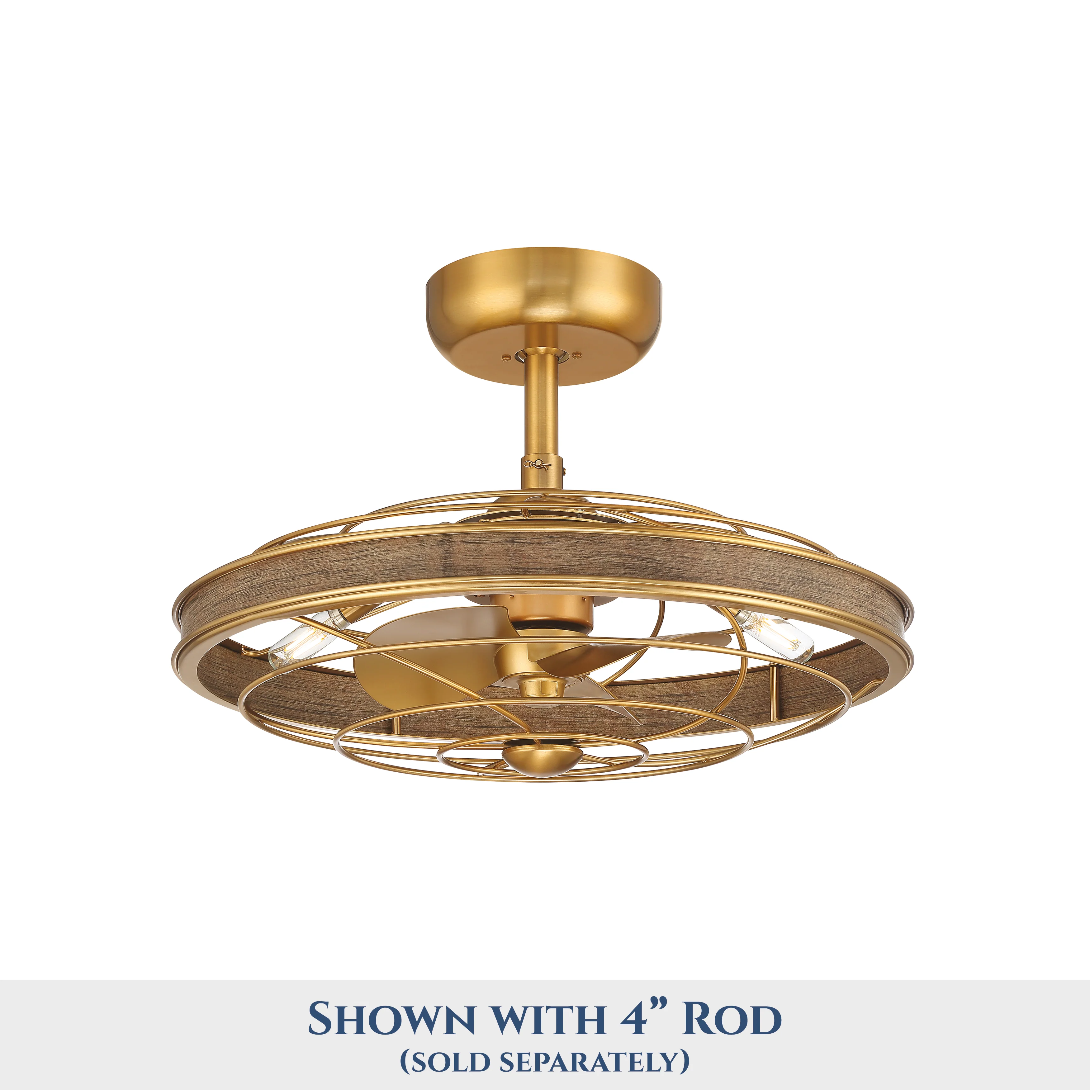 BLYNN® 22 inch Ceiling Fan with Remote Control and Dimmable Lights - Aged Brass Finish - Image 11