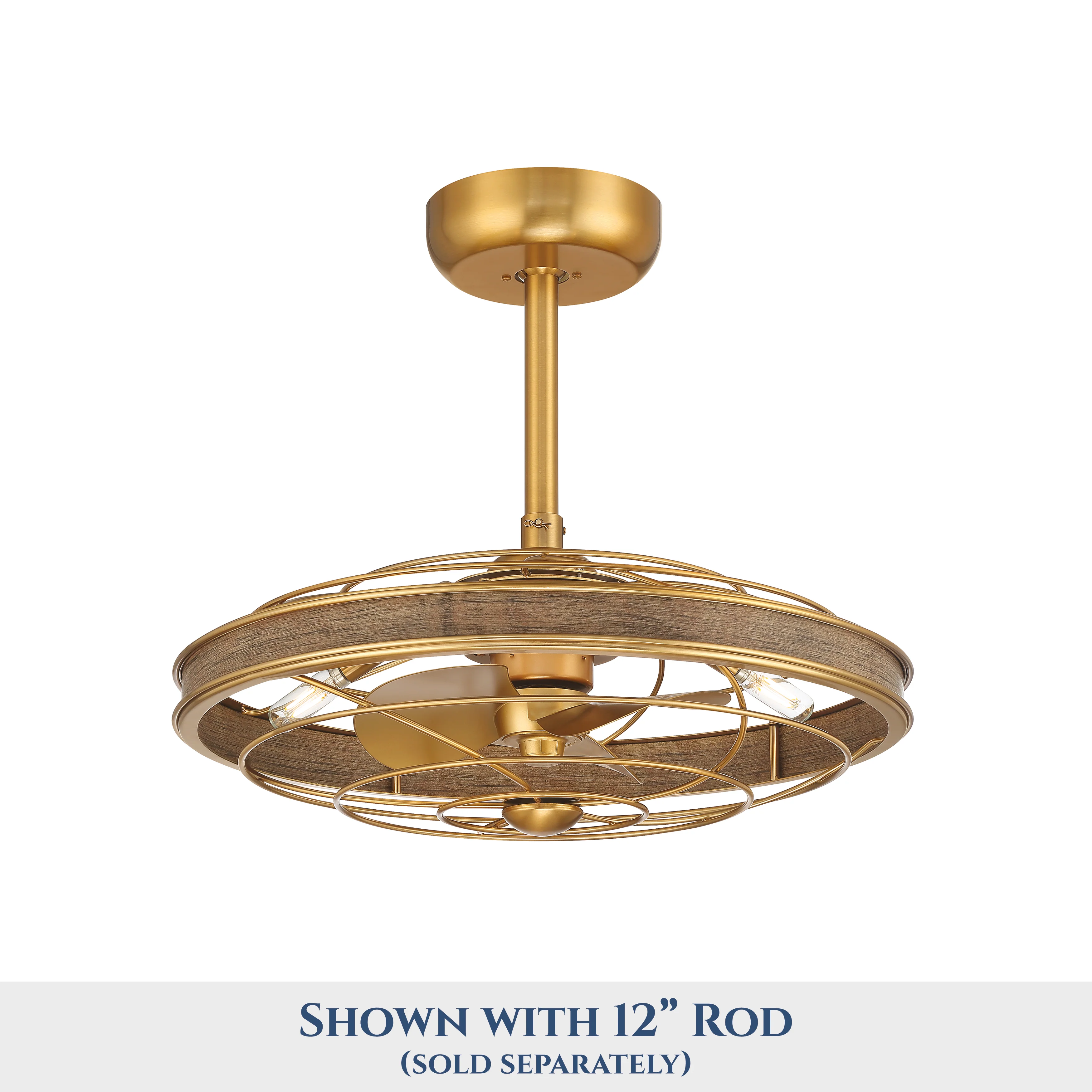 BLYNN® 22 inch Ceiling Fan with Remote Control and Dimmable Lights - Aged Brass Finish - Image 14