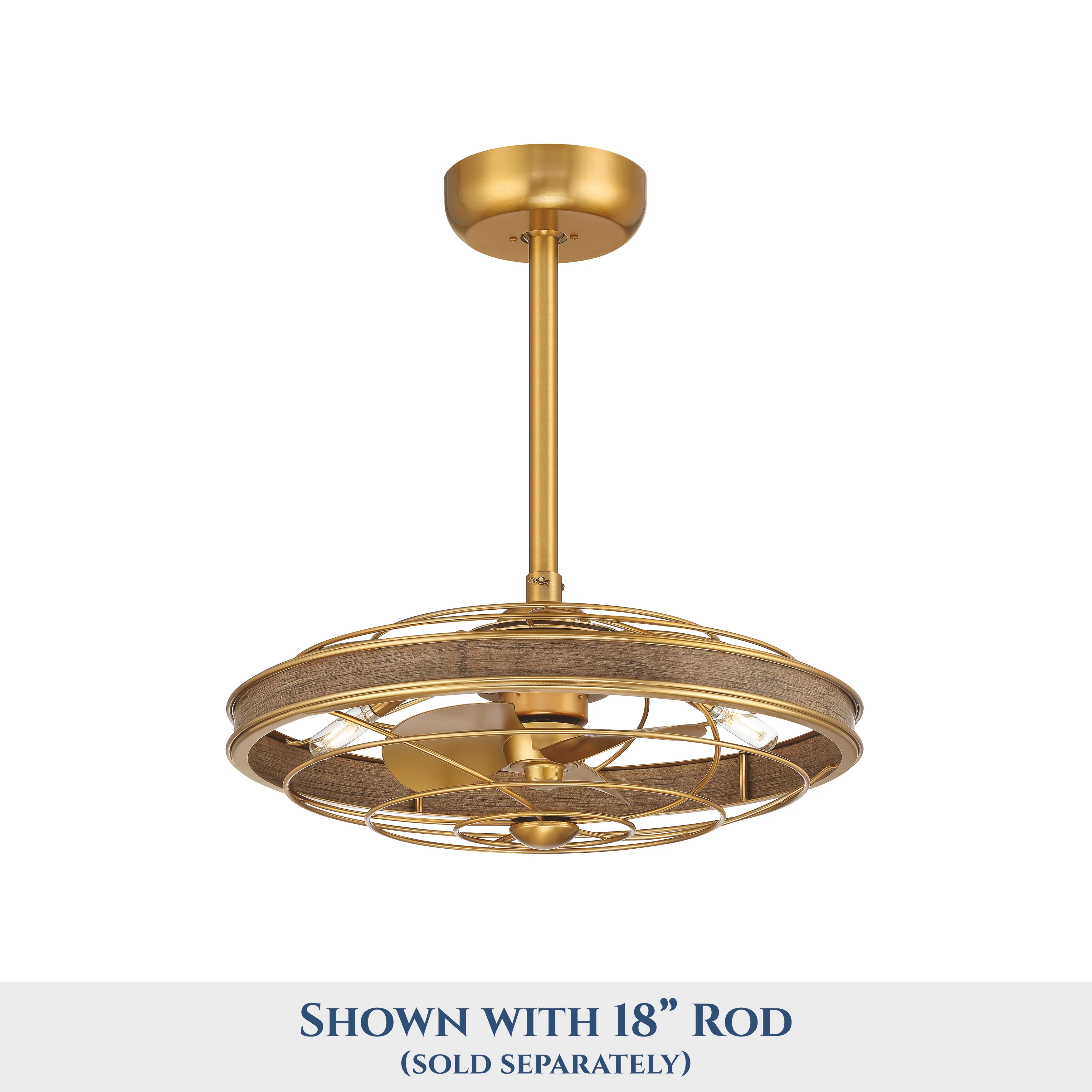 BLYNN® 22 inch Ceiling Fan with Remote Control and Dimmable Lights - Aged Brass Finish - Image 15
