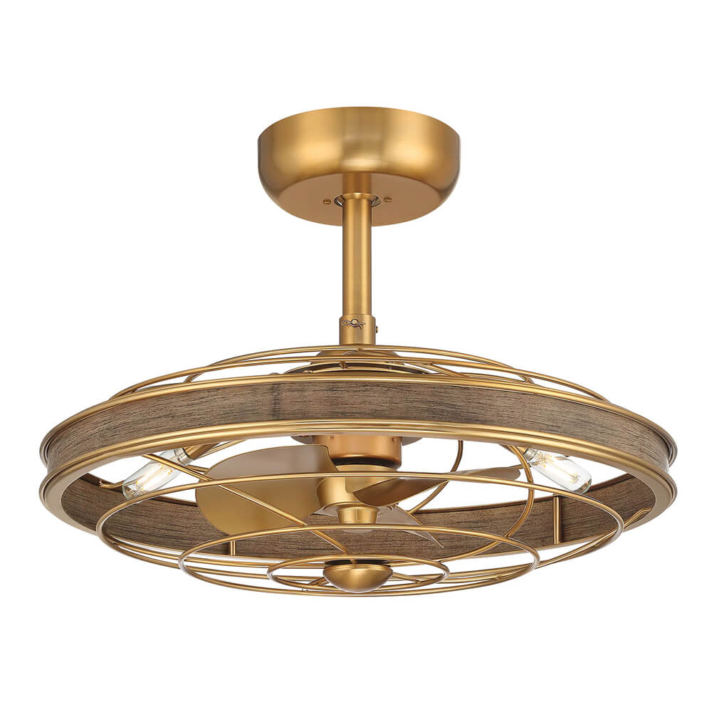BLYNN® 22 inch Ceiling Fan with Remote Control and Dimmable Lights - Aged Brass Finish - Image 2