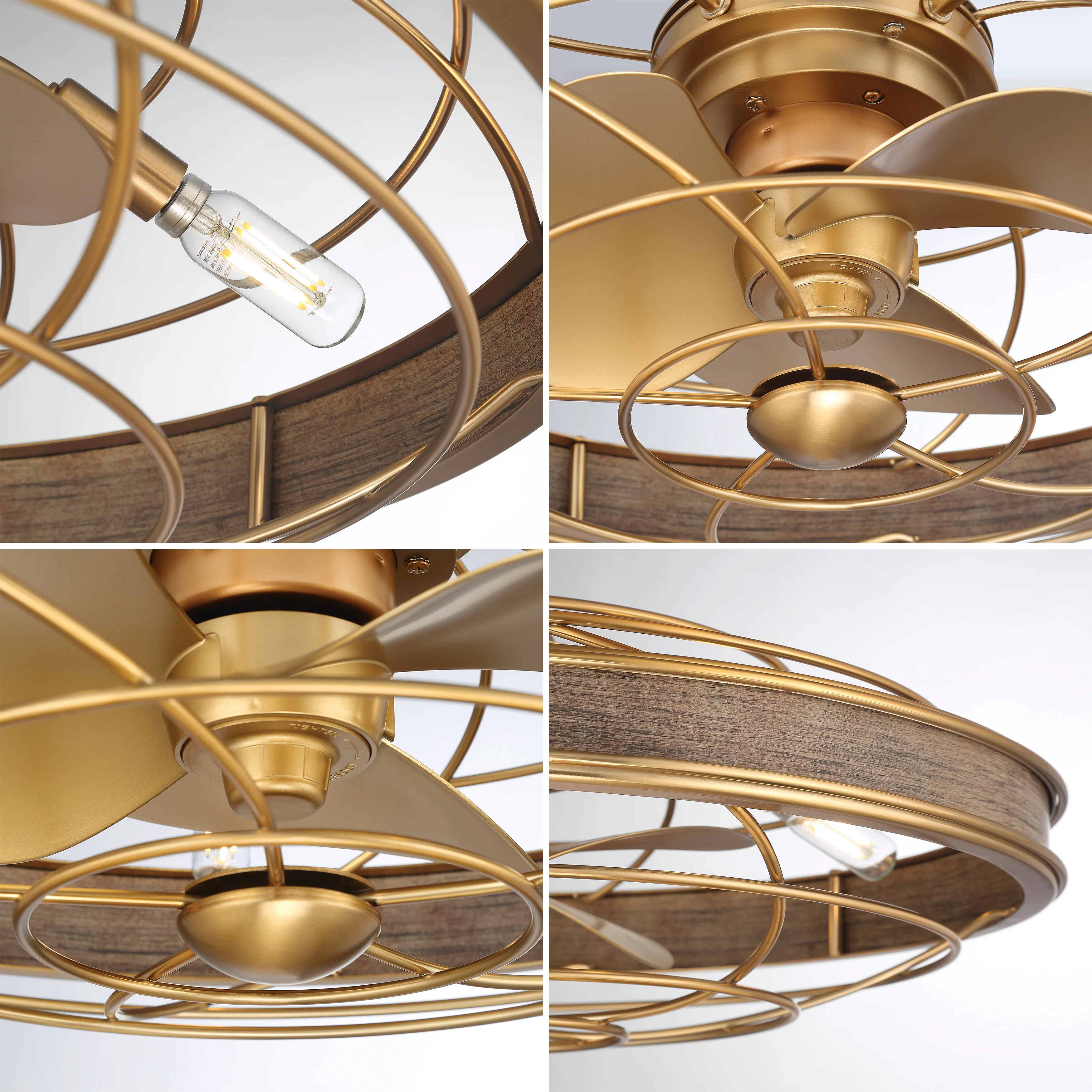 BLYNN® 22 inch Ceiling Fan with Remote Control and Dimmable Lights - Aged Brass Finish - Image 9