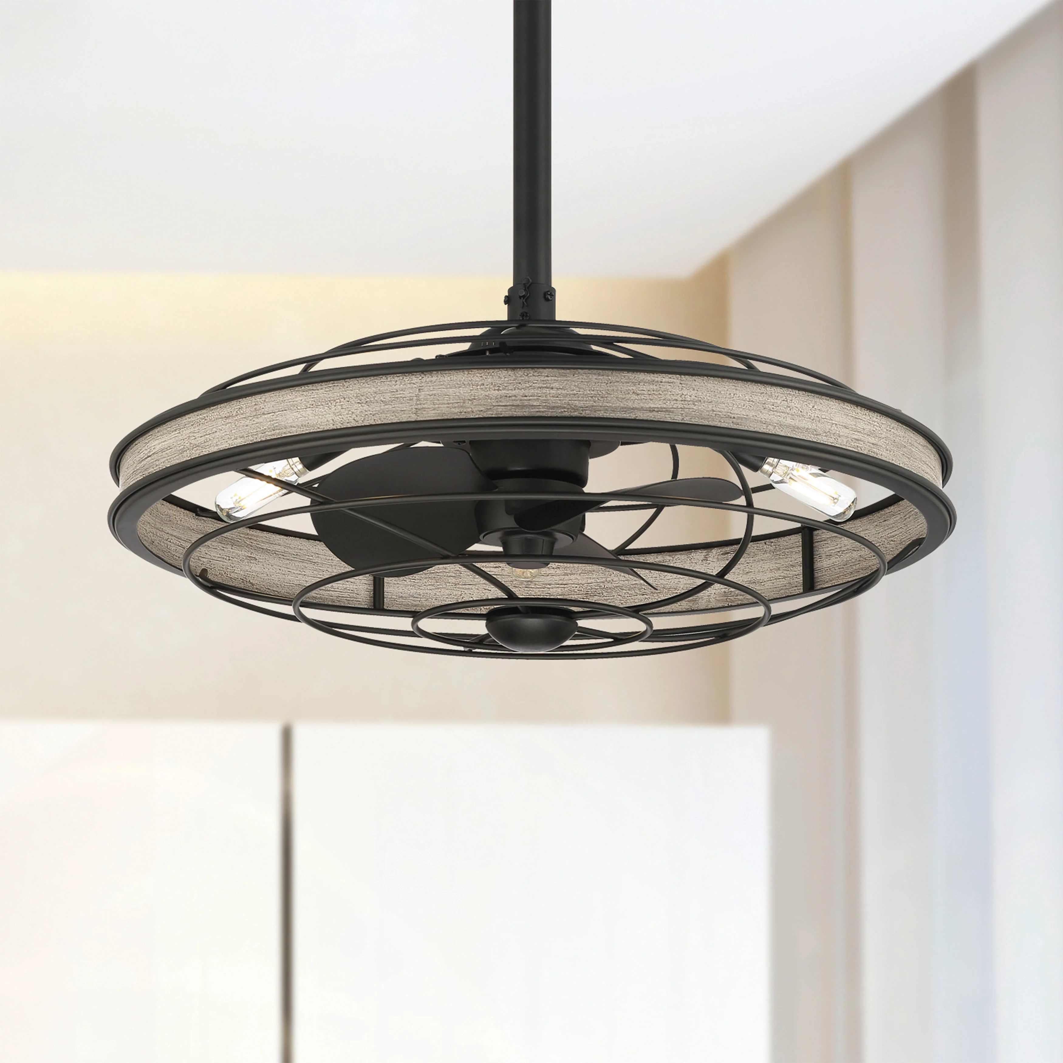 BLYNN® 22 inch Ceiling Fan with Remote Control and Dimmable Lights - Matte Black Finish
