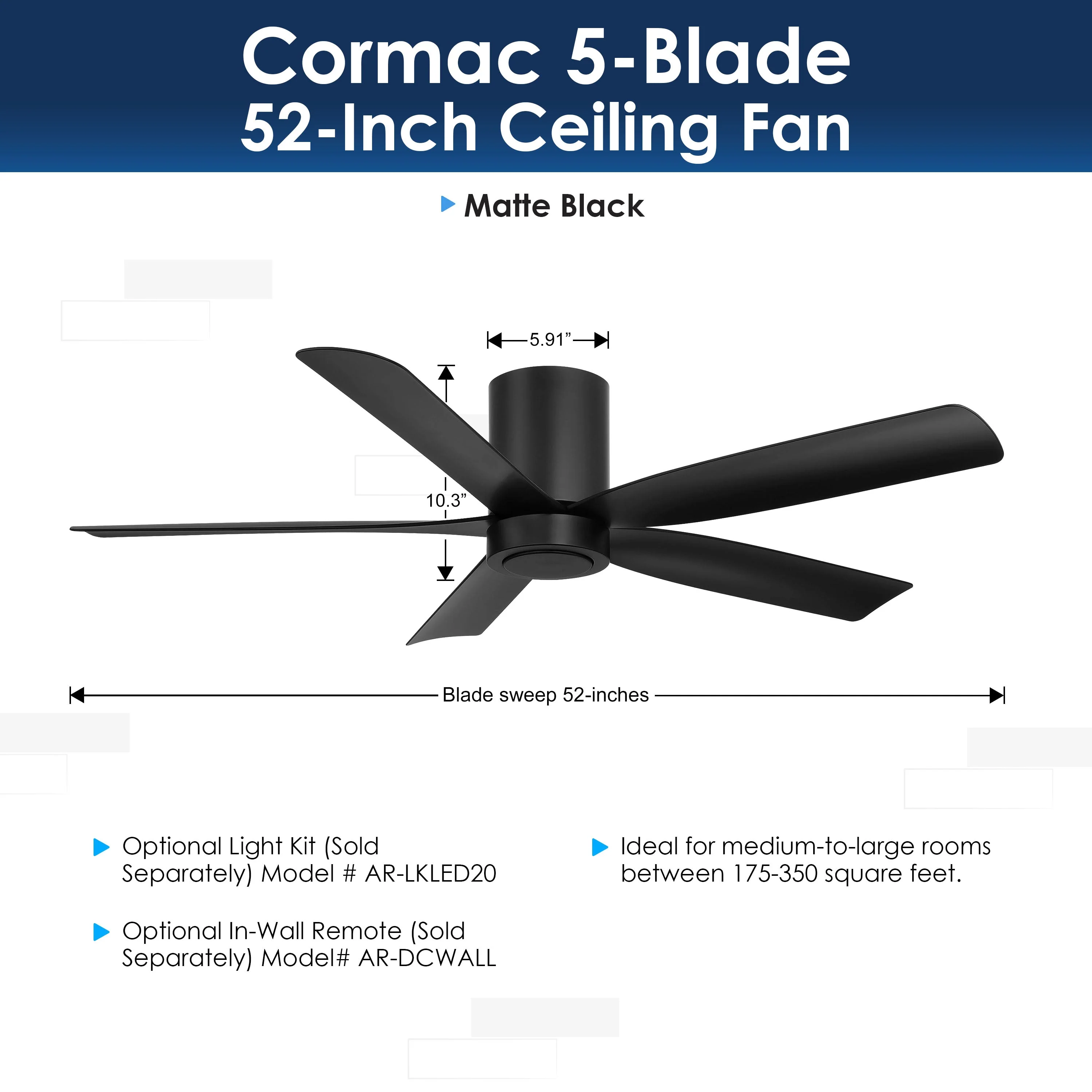 CORMAC® 52" Low-Profile Ceiling Fan - Image 16