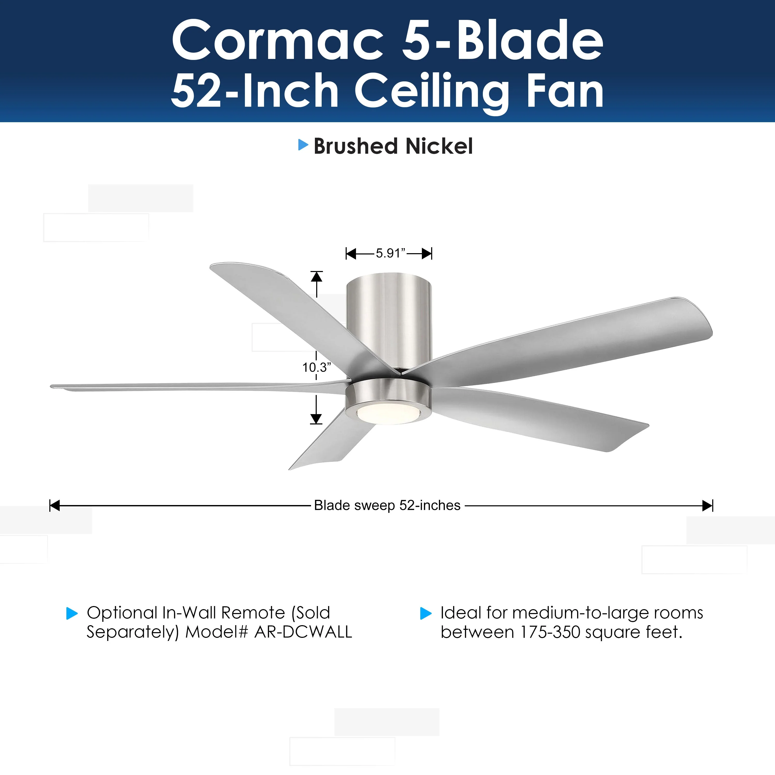 CORMAC® 52" Low-Profile Ceiling Fan - Image 3