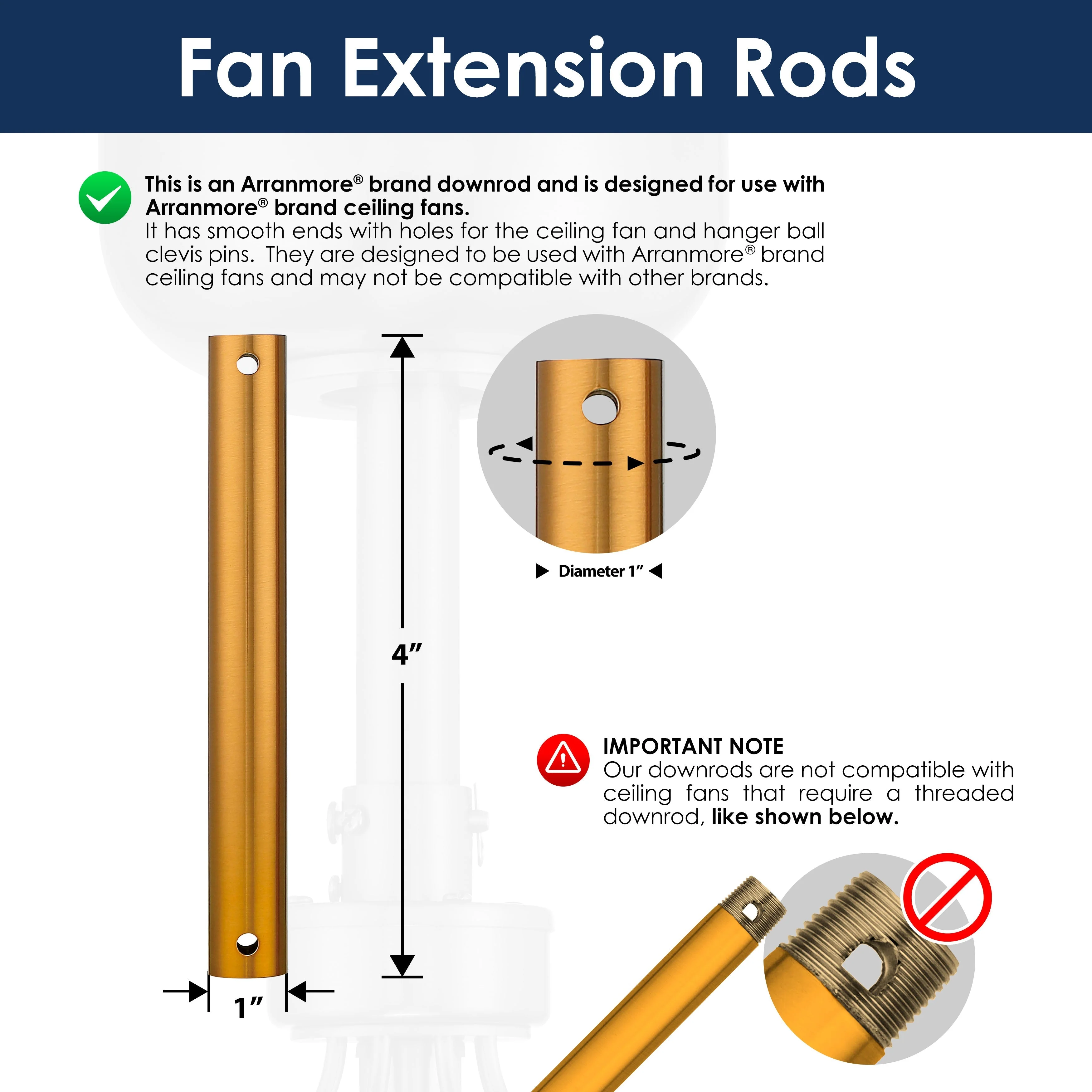 Steel Fandelier Downrod | Aged Brass - Image 6