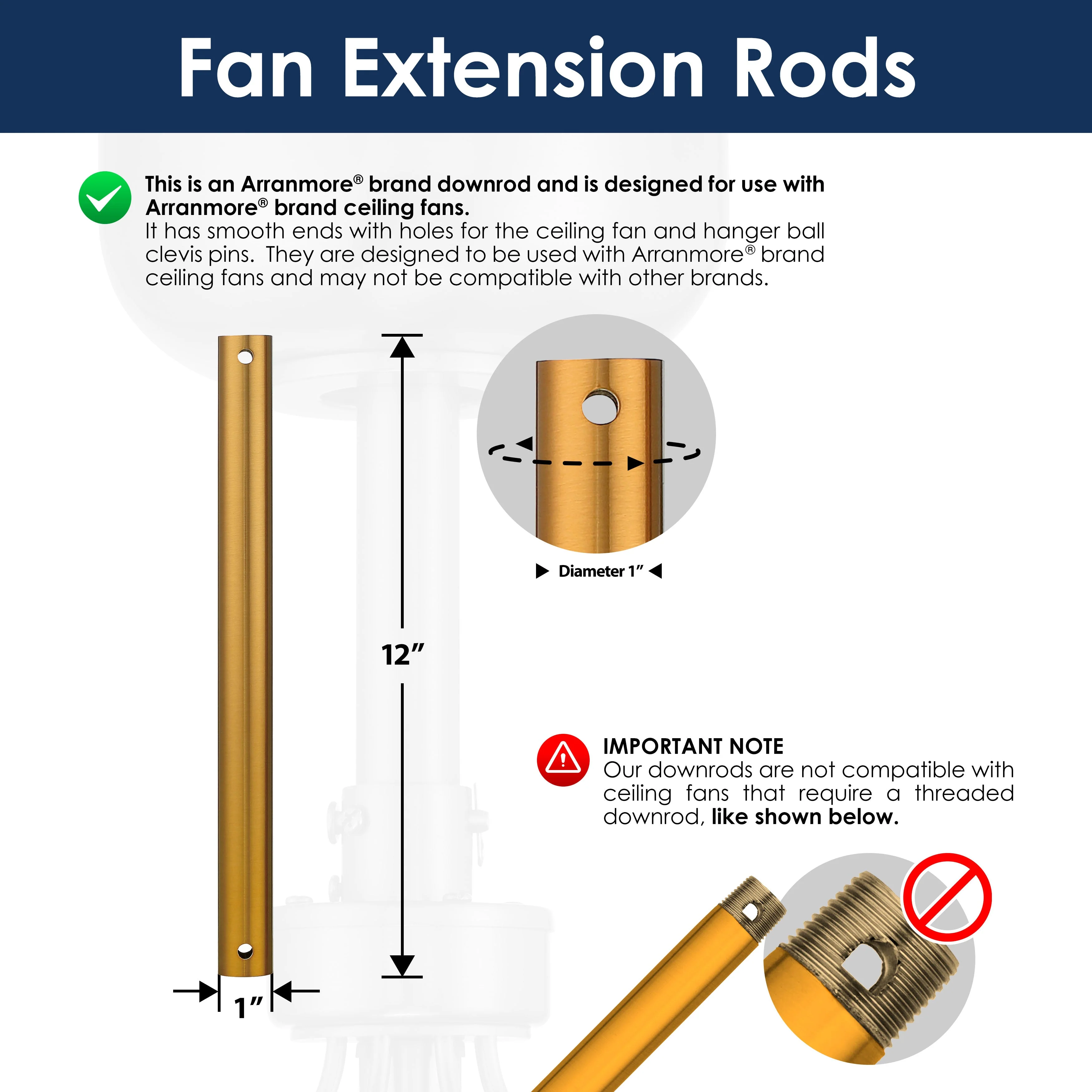 Steel Fandelier Downrod | Aged Brass - Image 7