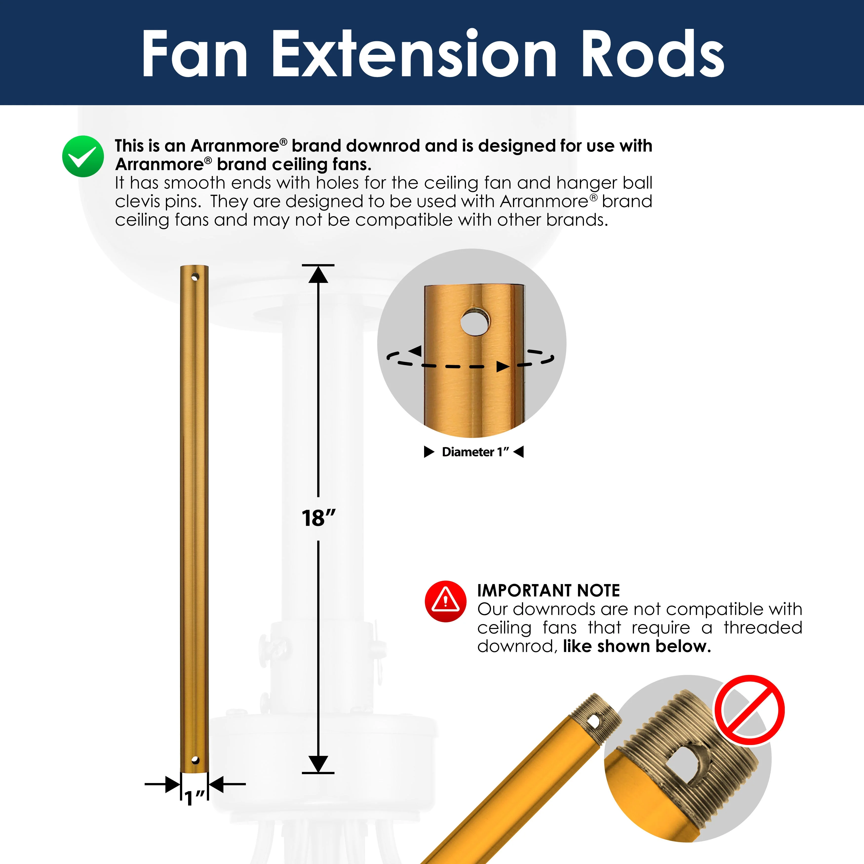 Steel Fandelier Downrod | Aged Brass - Image 8