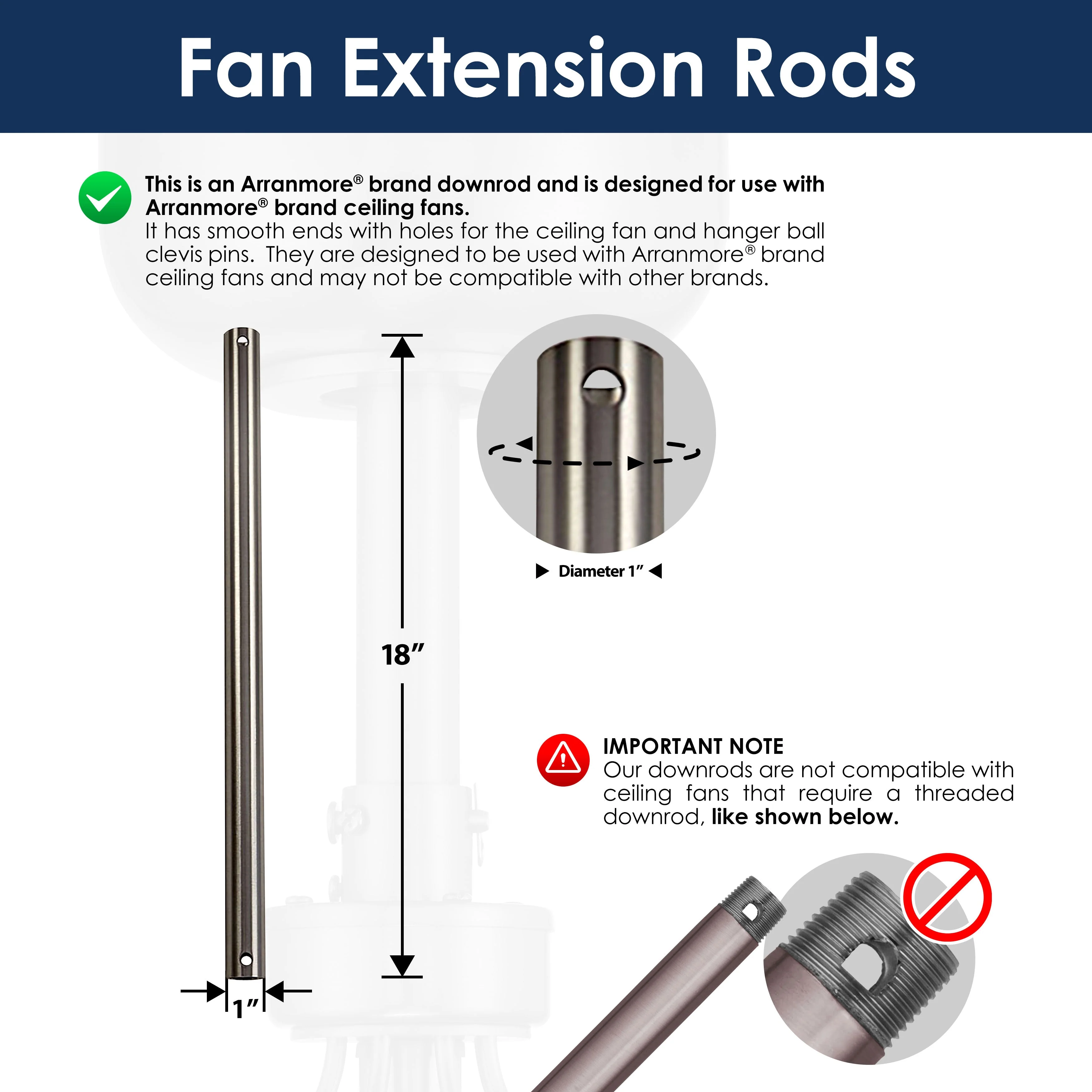 Steel Fandelier Downrod | Brushed Nickel - Image 8