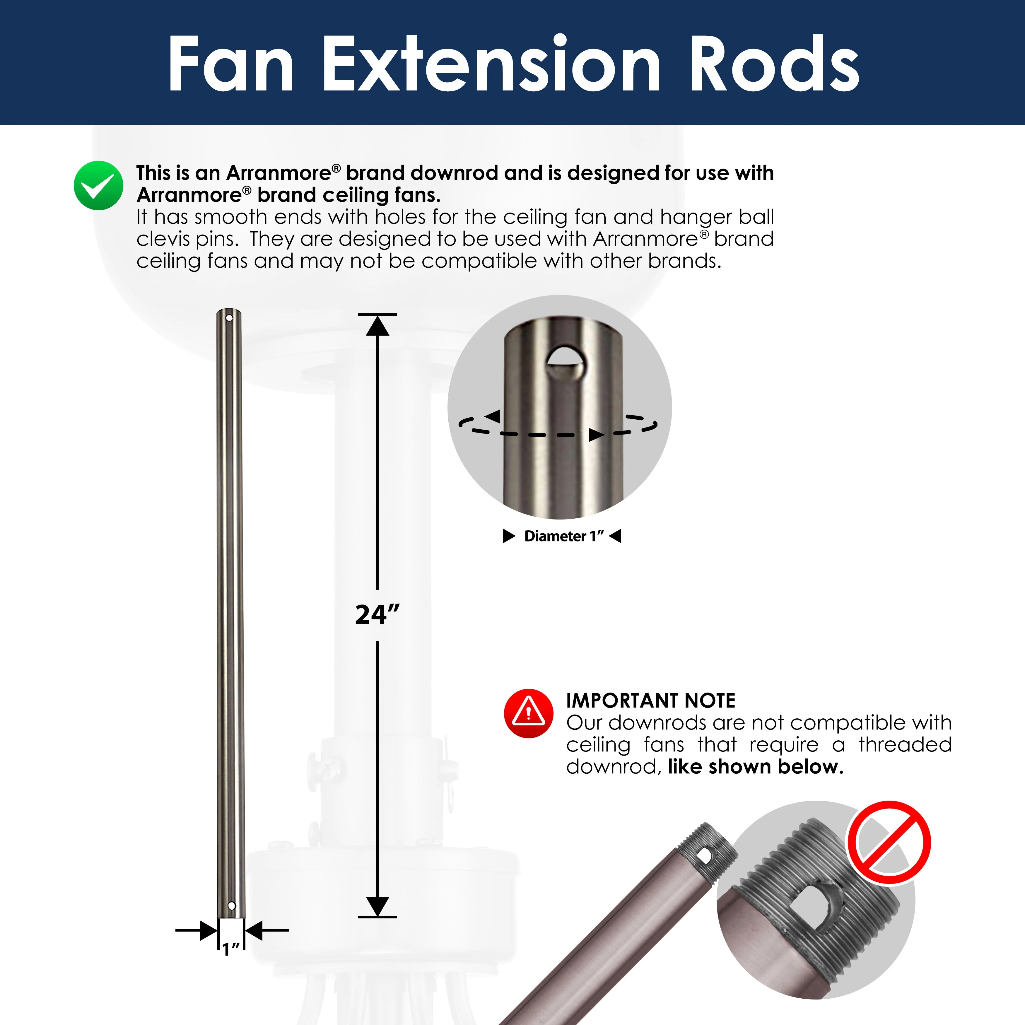 Steel Fandelier Downrod | Brushed Nickel - Image 9