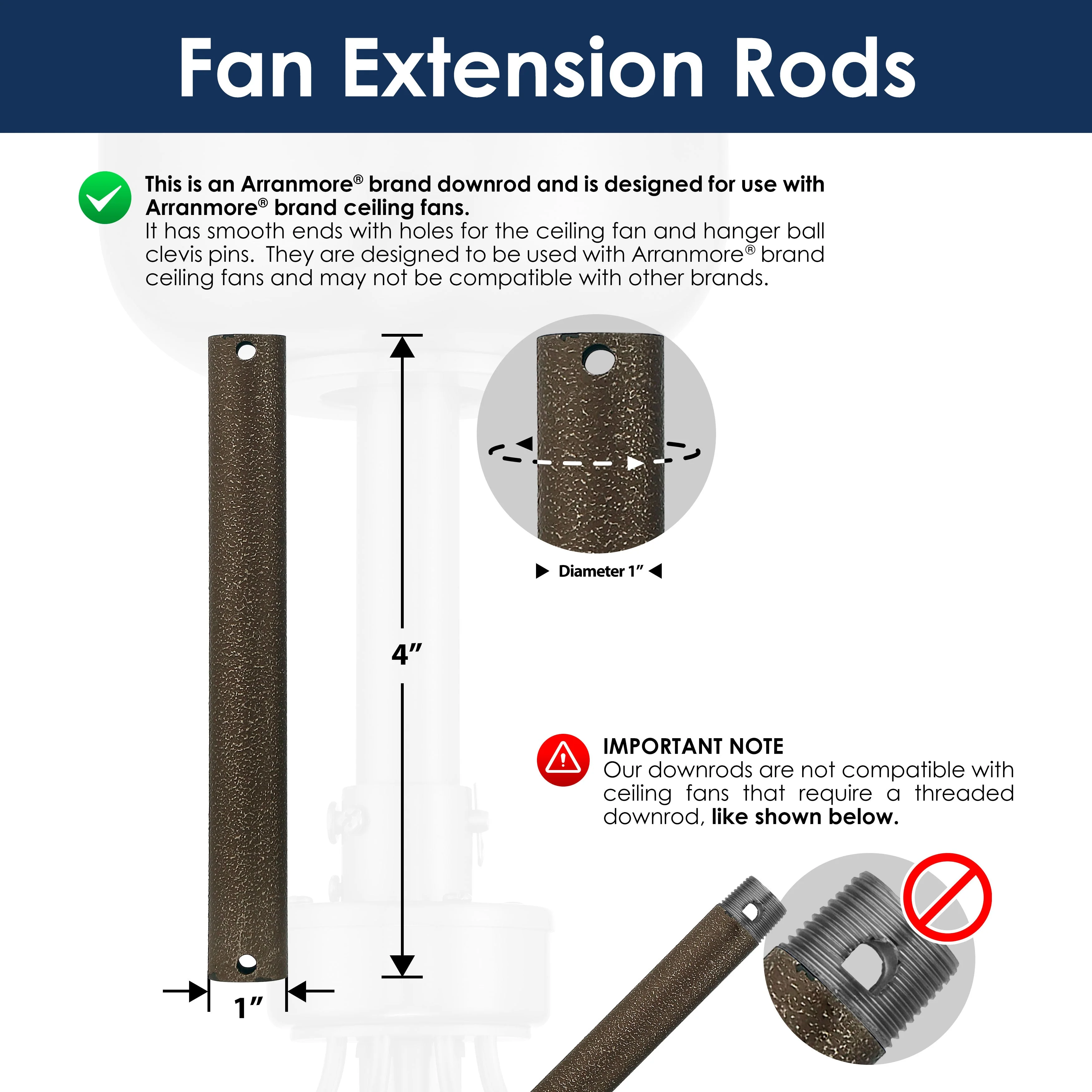 Steel Fandelier Downrod | Charred Iron - Image 6