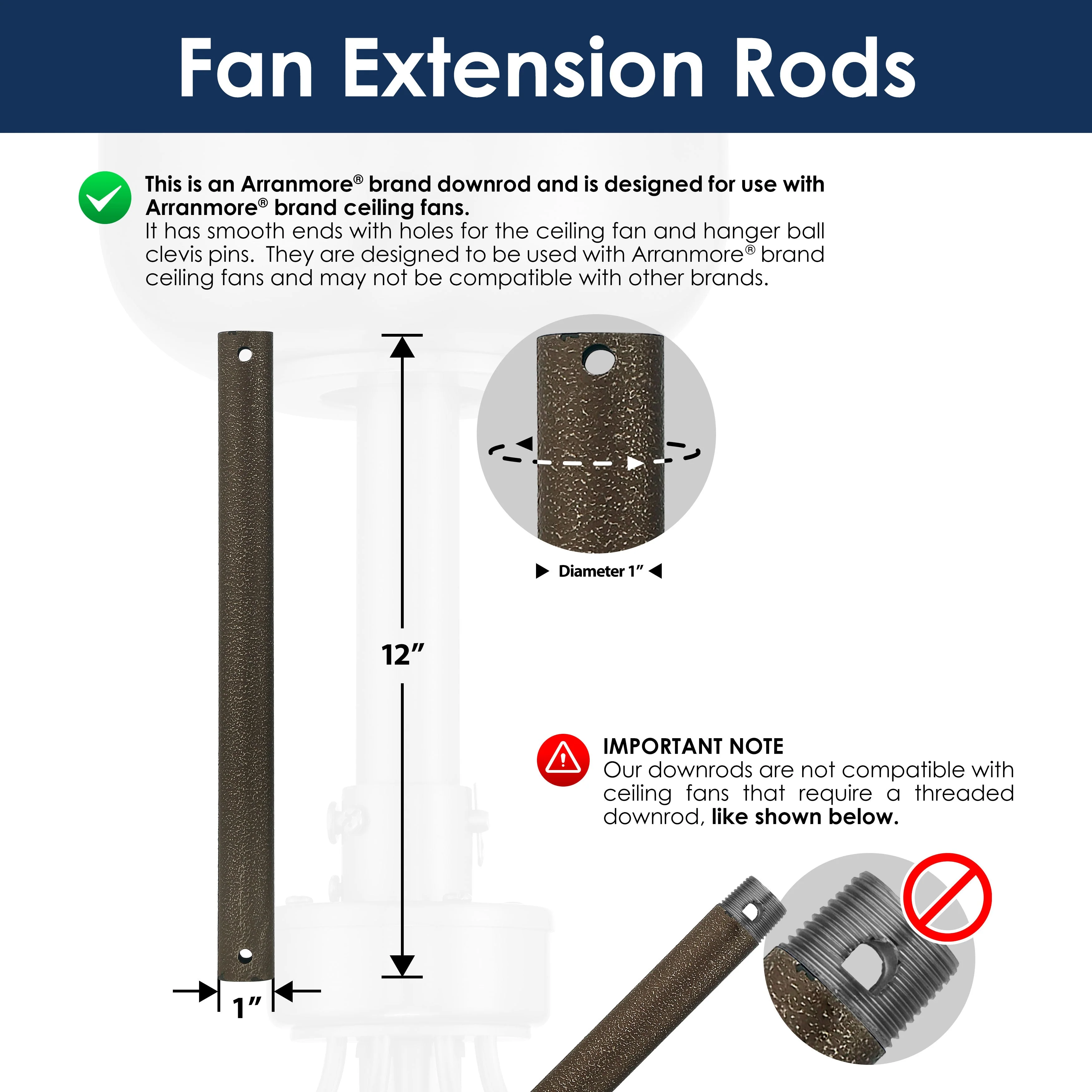 Steel Fandelier Downrod | Charred Iron - Image 7