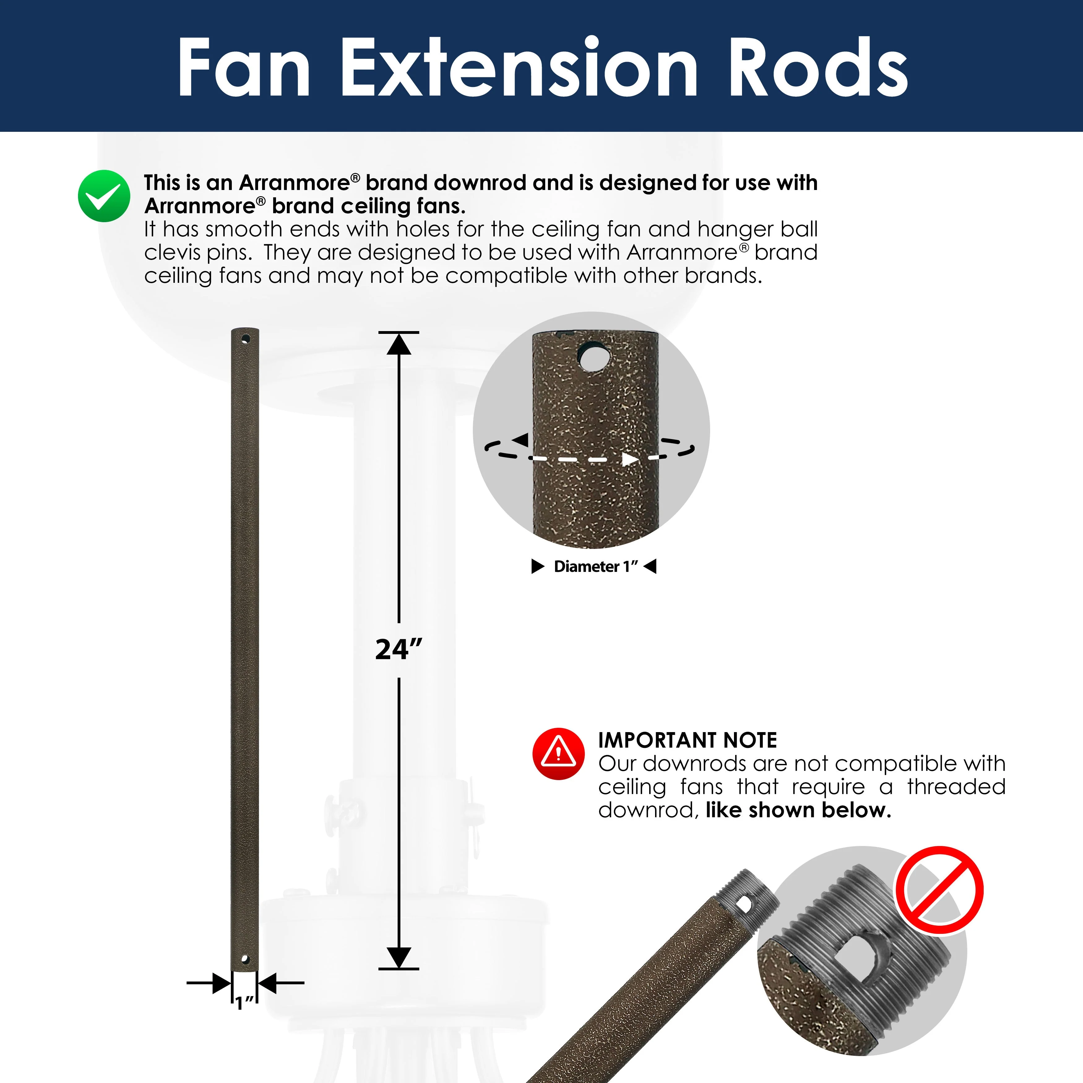 Steel Fandelier Downrod | Charred Iron - Image 9