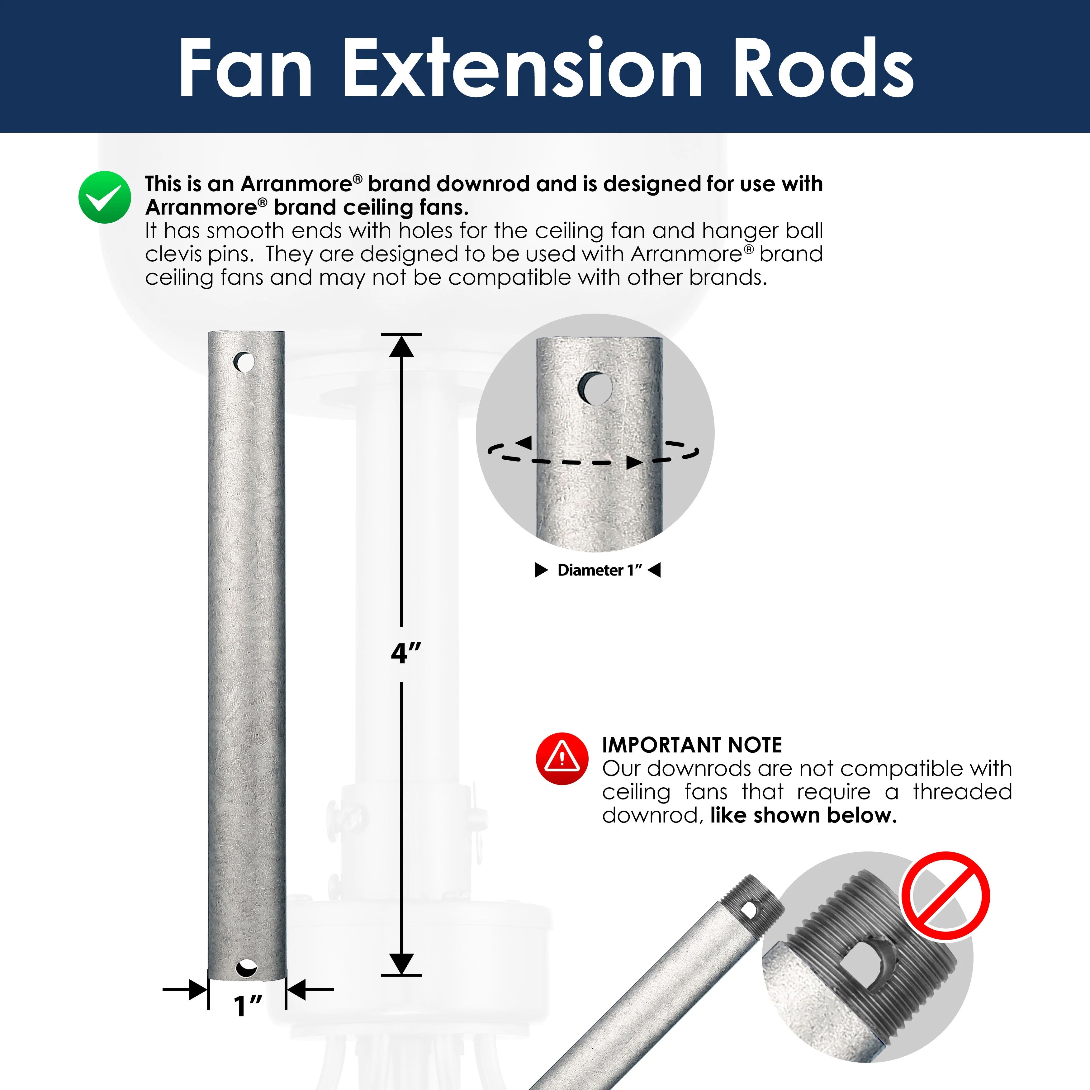 Steel Fandelier Downrod | Galvanized - Image 6