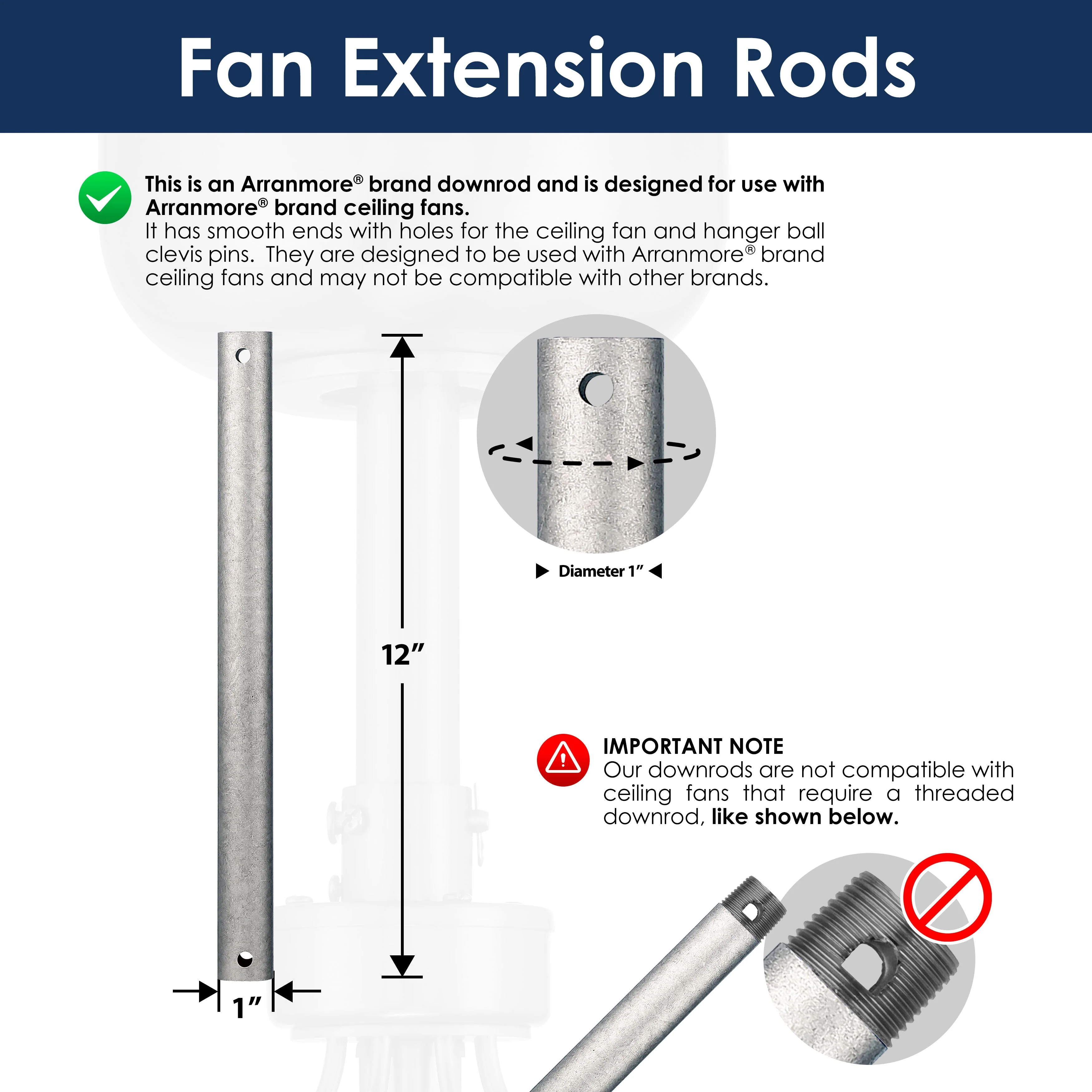 Steel Fandelier Downrod | Galvanized - Image 7