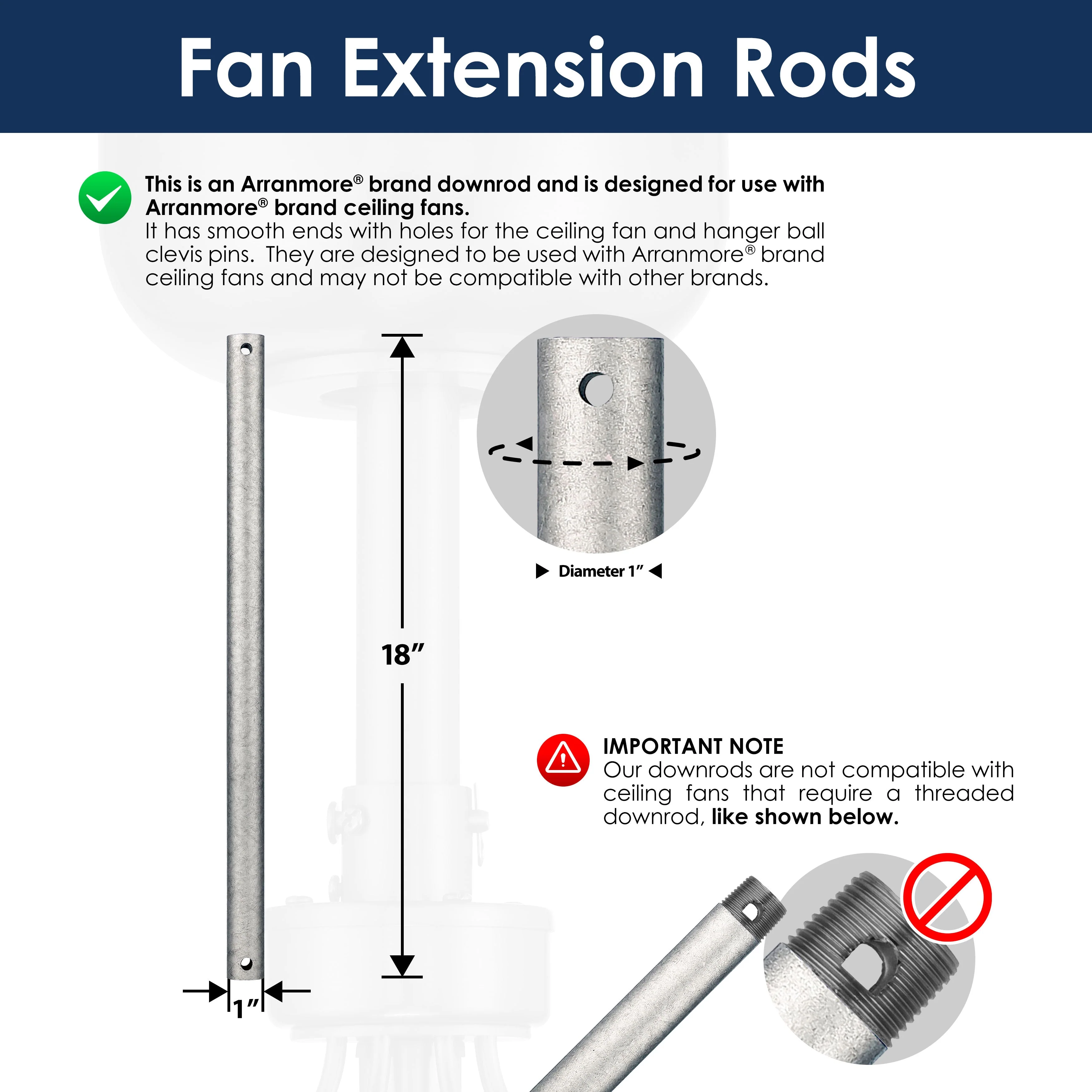 Steel Fandelier Downrod | Galvanized - Image 8