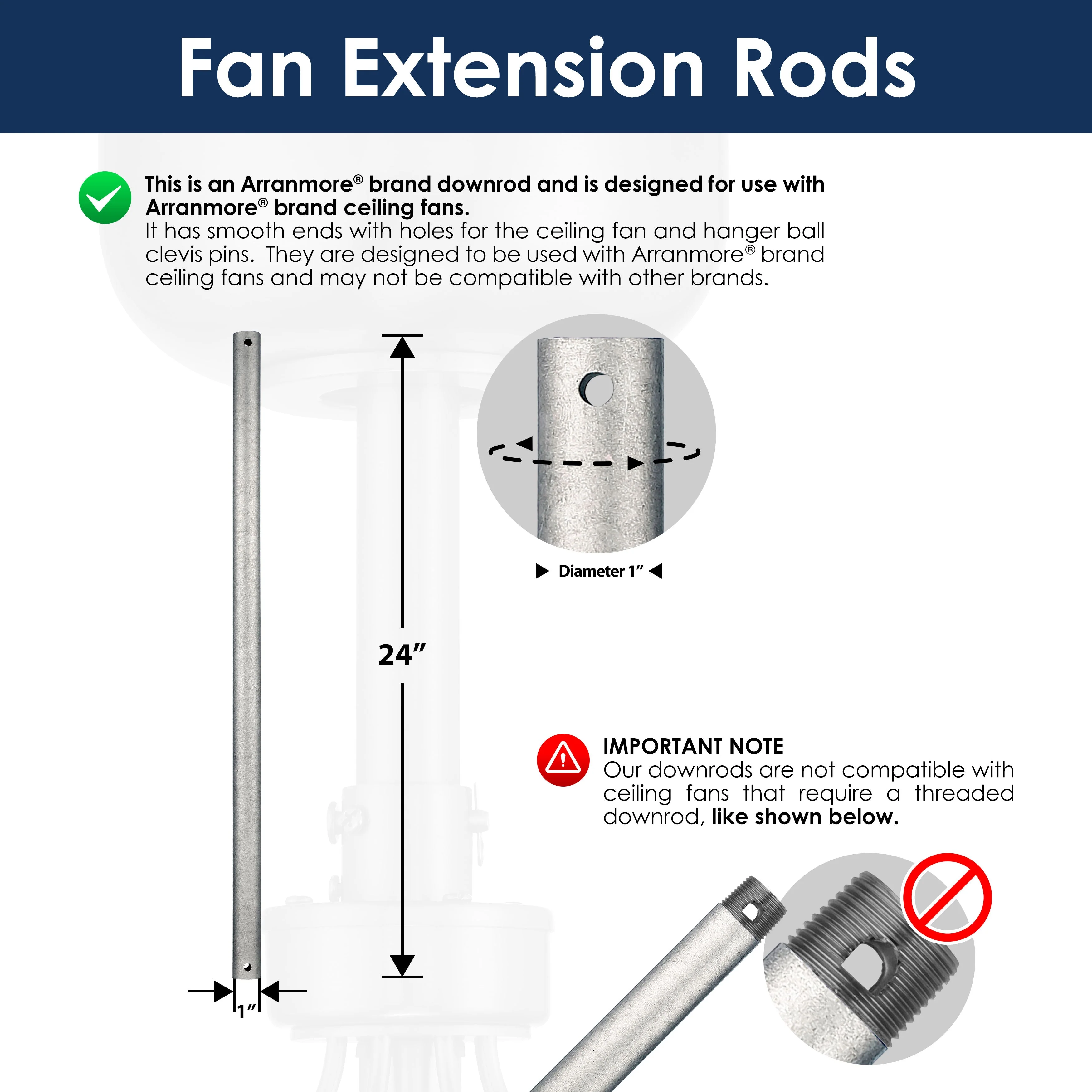 Steel Fandelier Downrod | Galvanized - Image 9