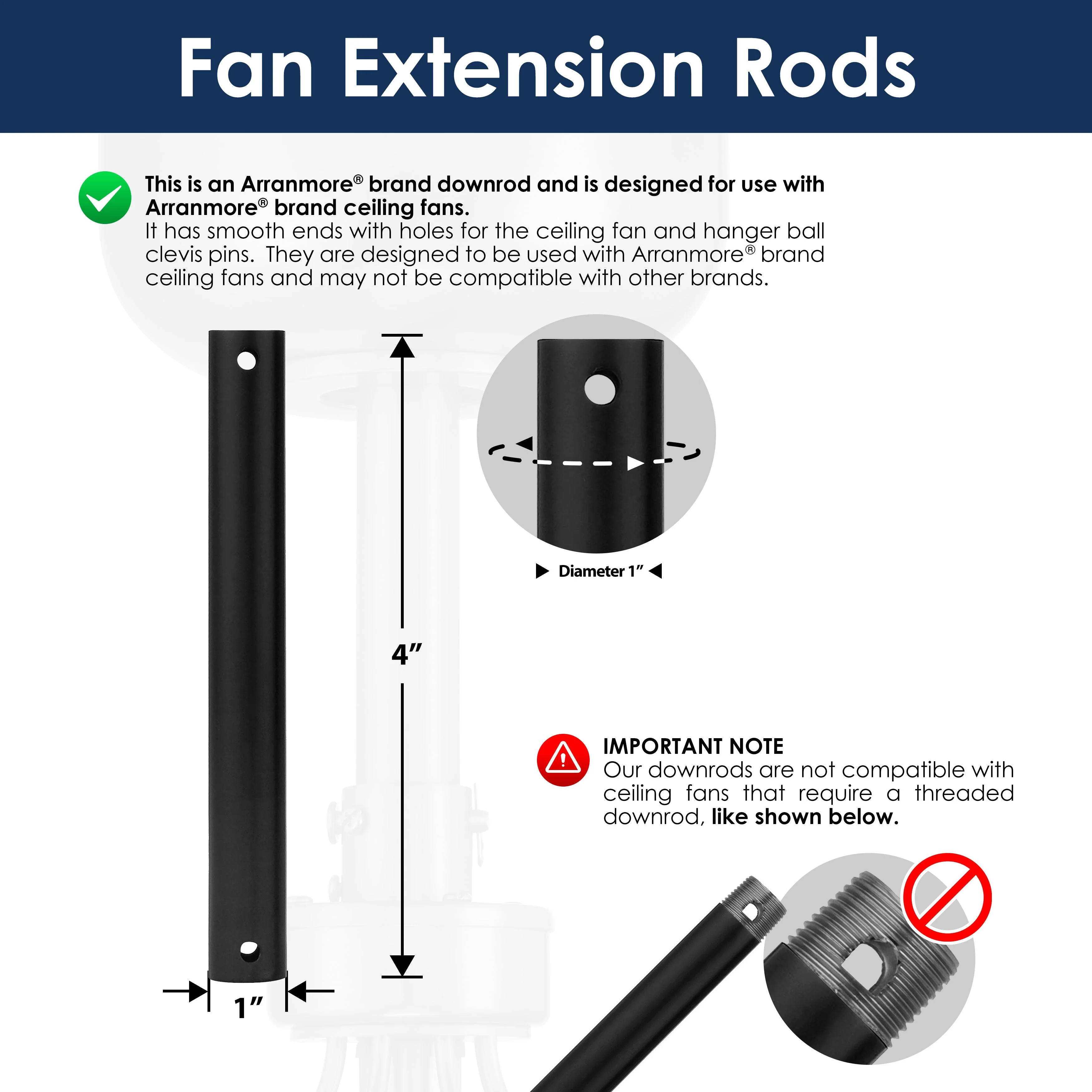 Steel Fandelier Downrod | Matte Black - Image 6