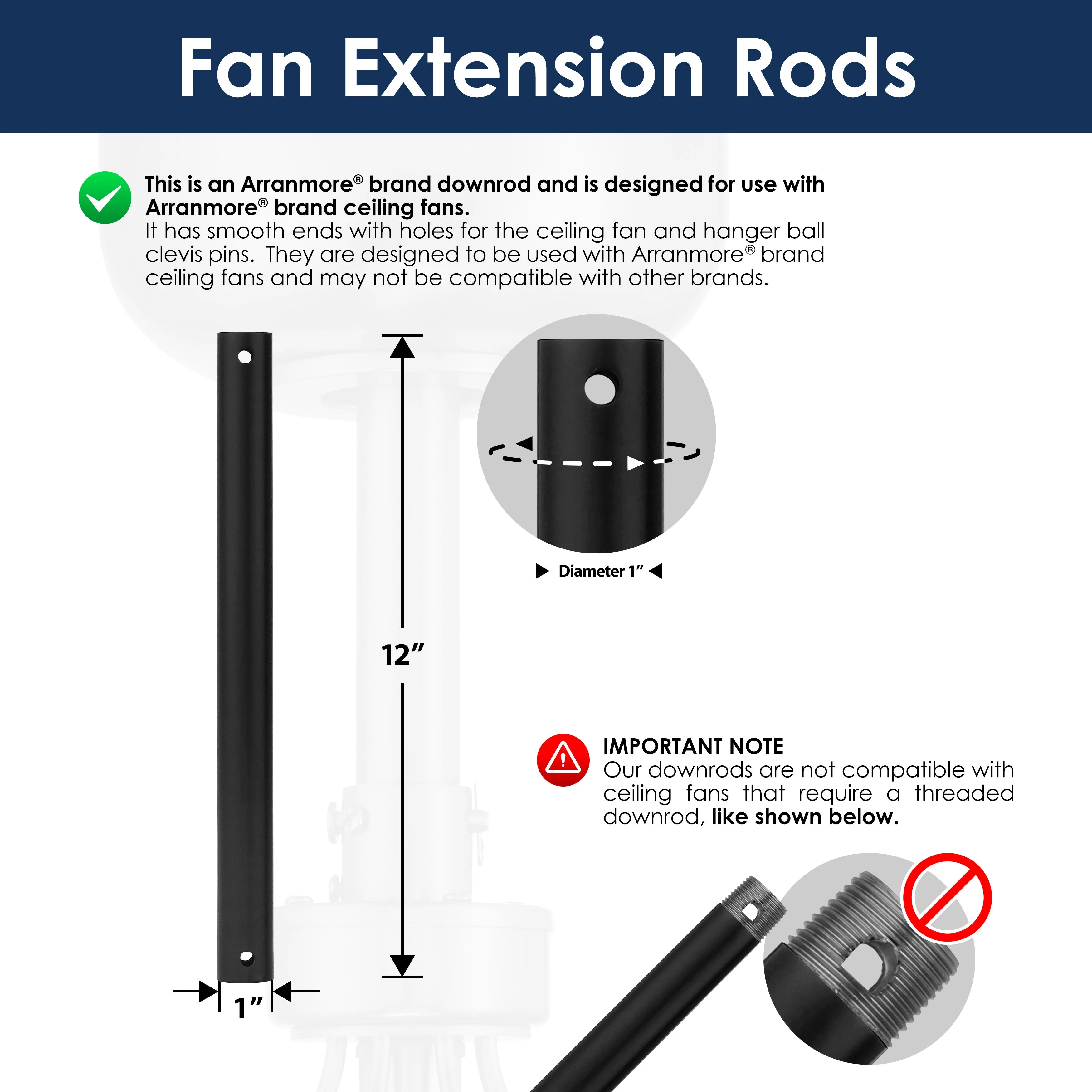 Steel Fandelier Downrod | Matte Black - Image 7