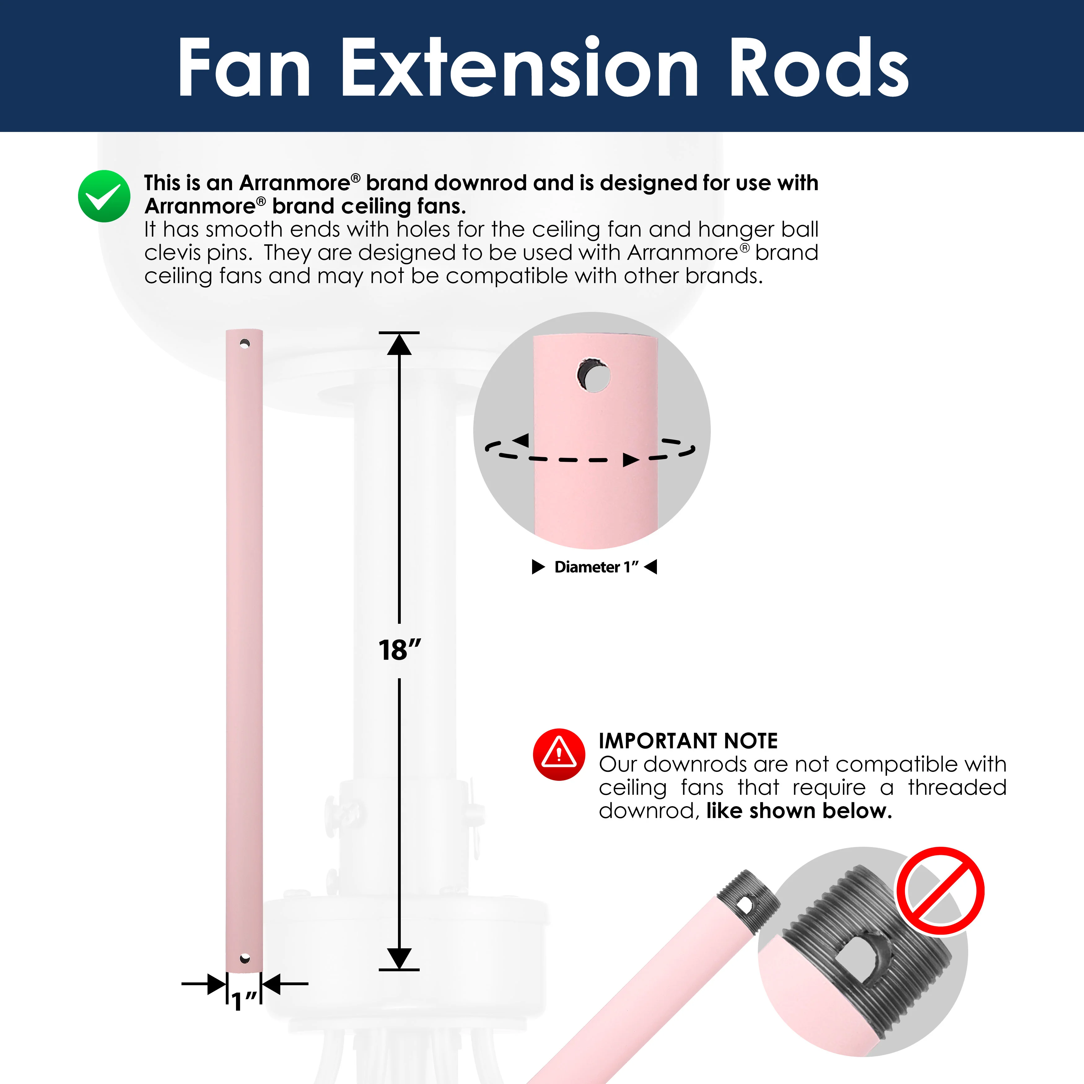 Steel Fandelier Downrod | Soft Pink - Image 8