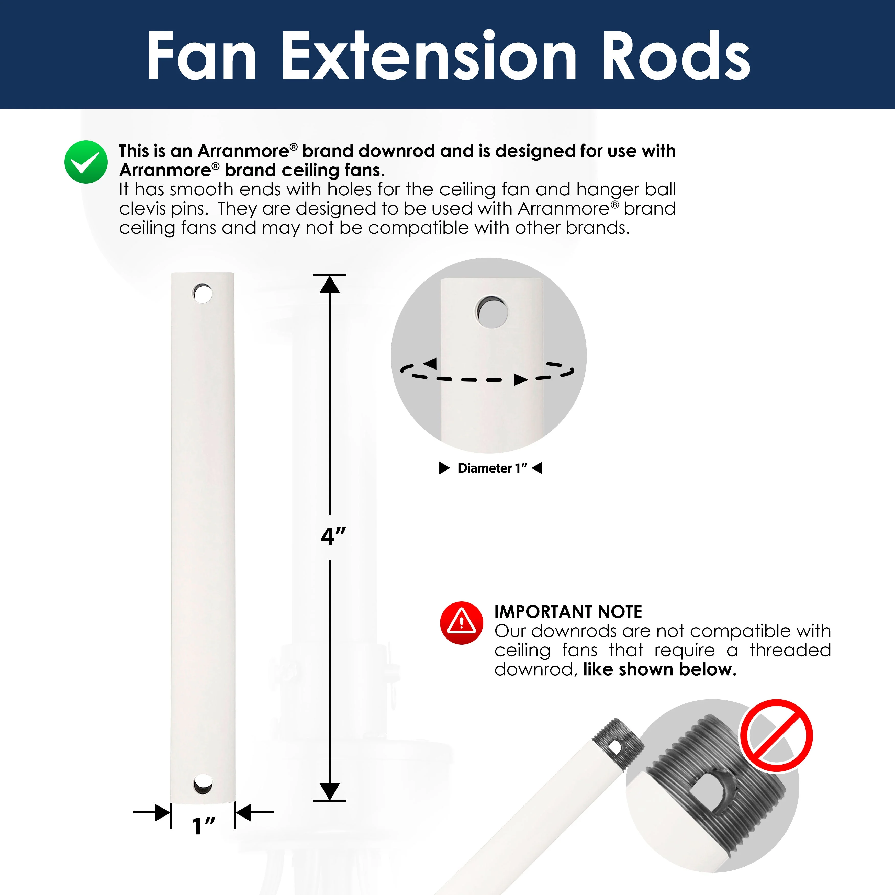 Steel Fandelier Downrod | Matte White - Image 6