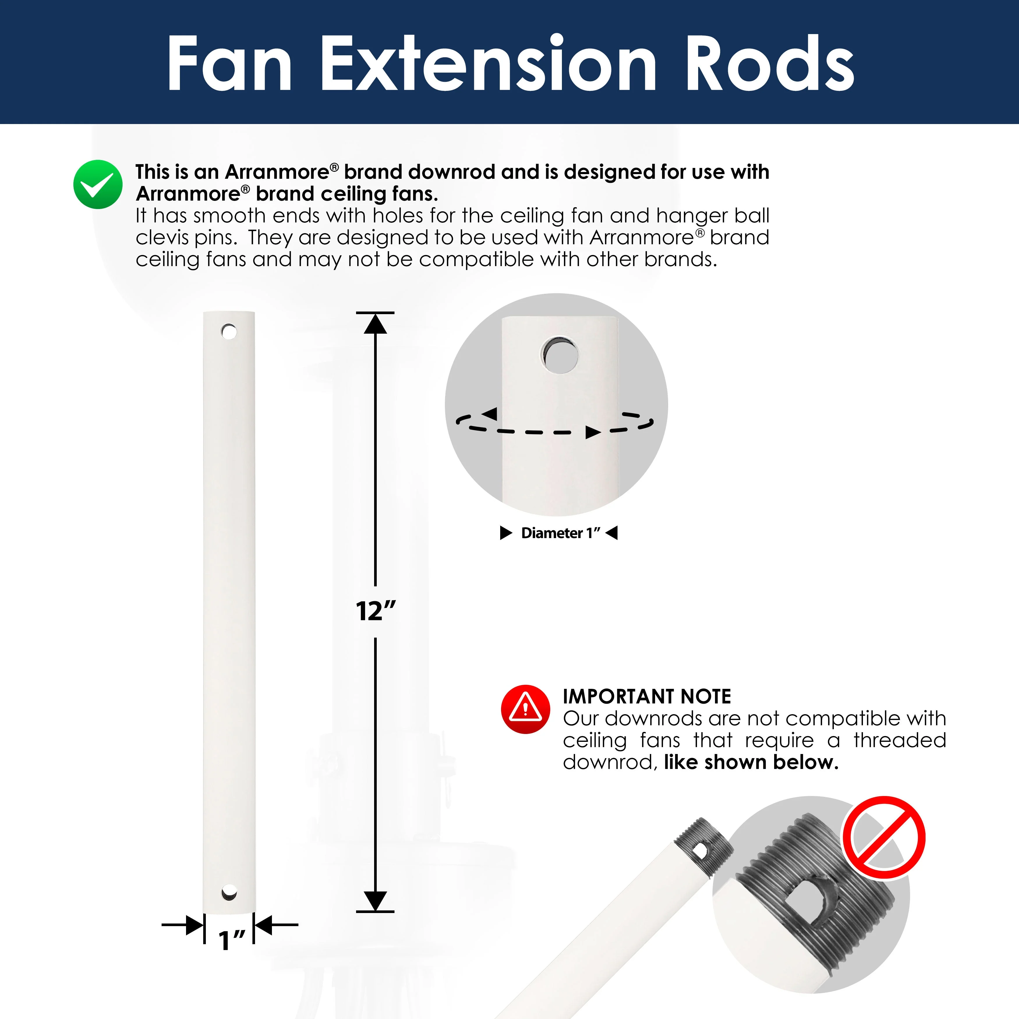 Steel Fandelier Downrod | Matte White - Image 7