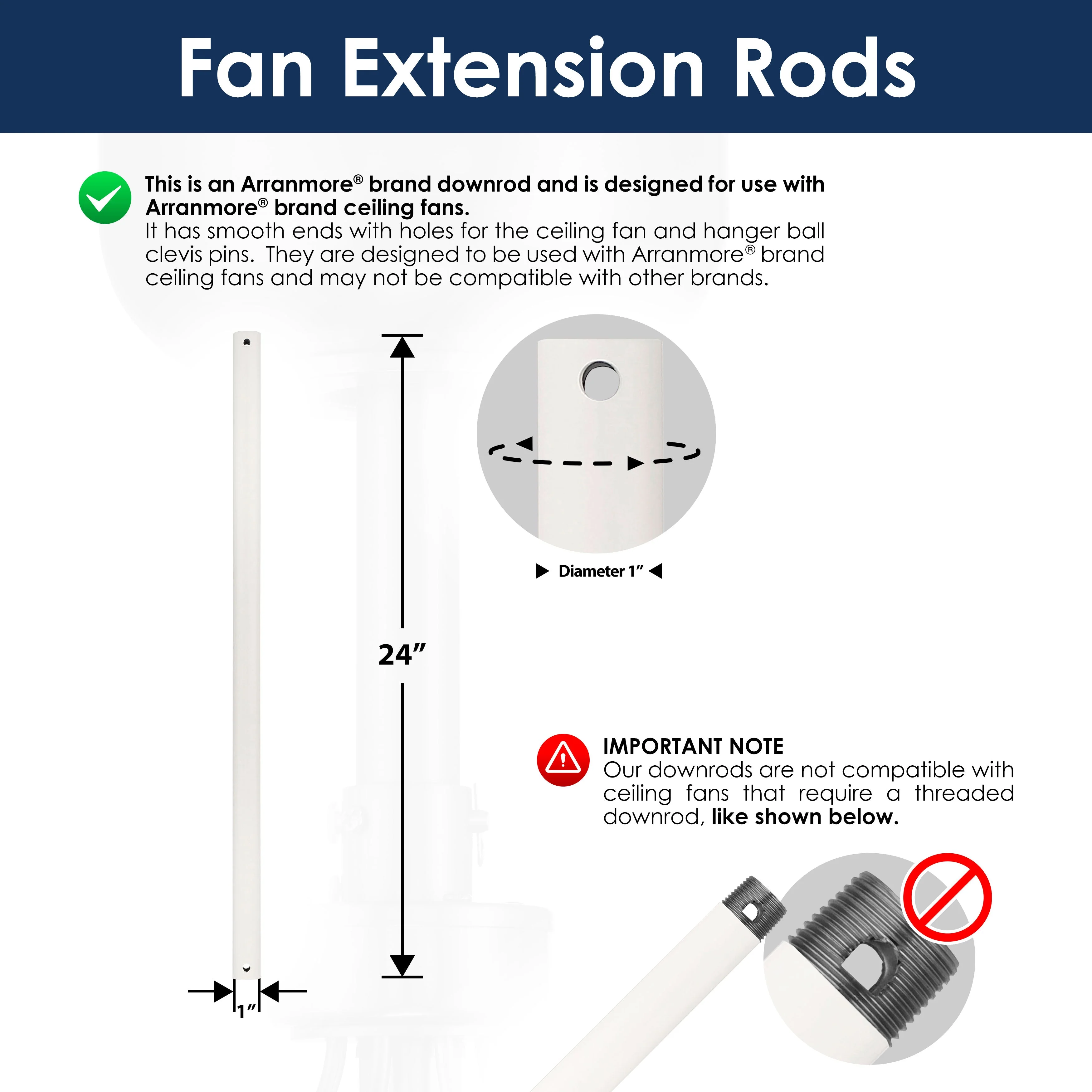 Steel Fandelier Downrod | Matte White - Image 9