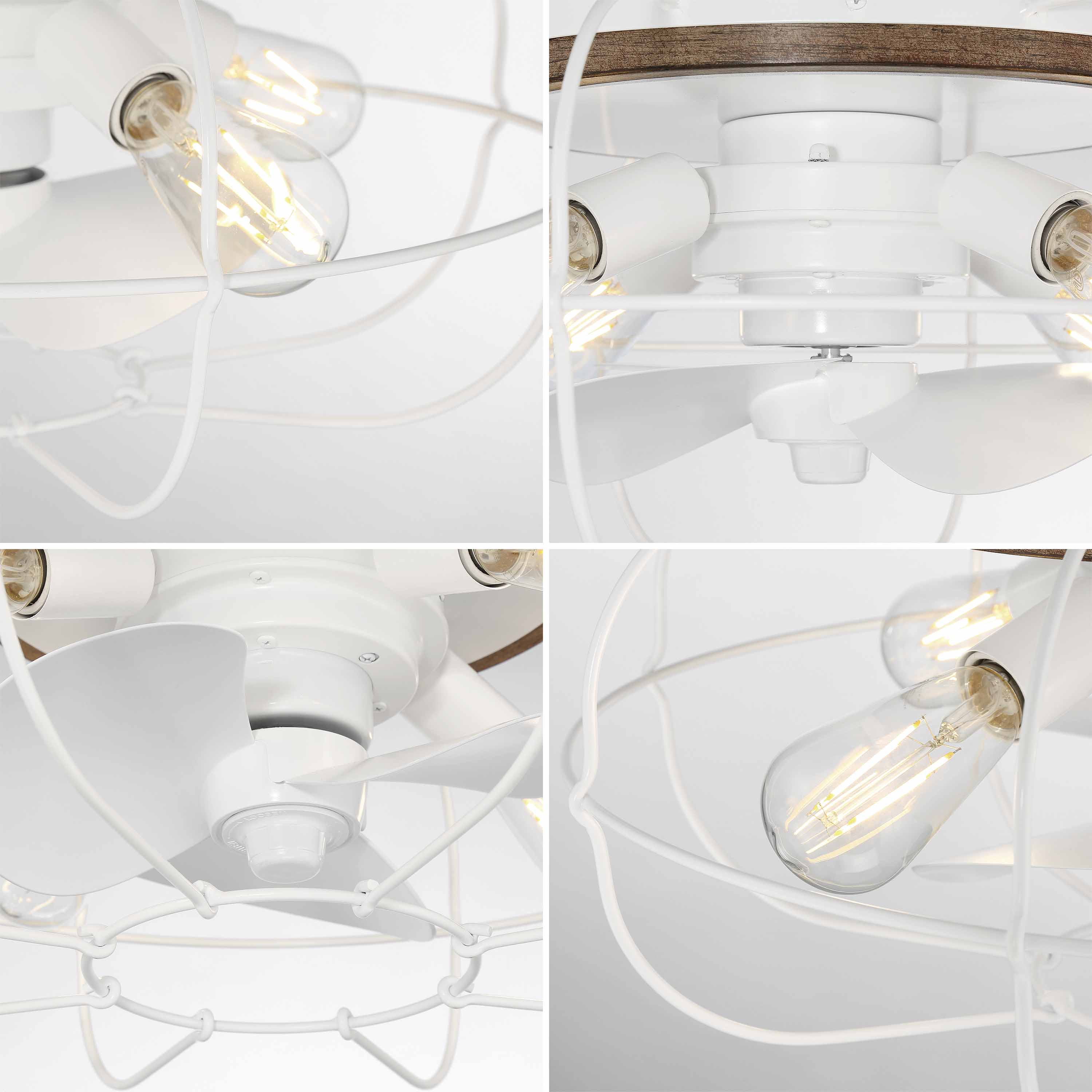 JAXON® 22" Flush Mount Caged Ceiling Fan- Matte White - Image 4