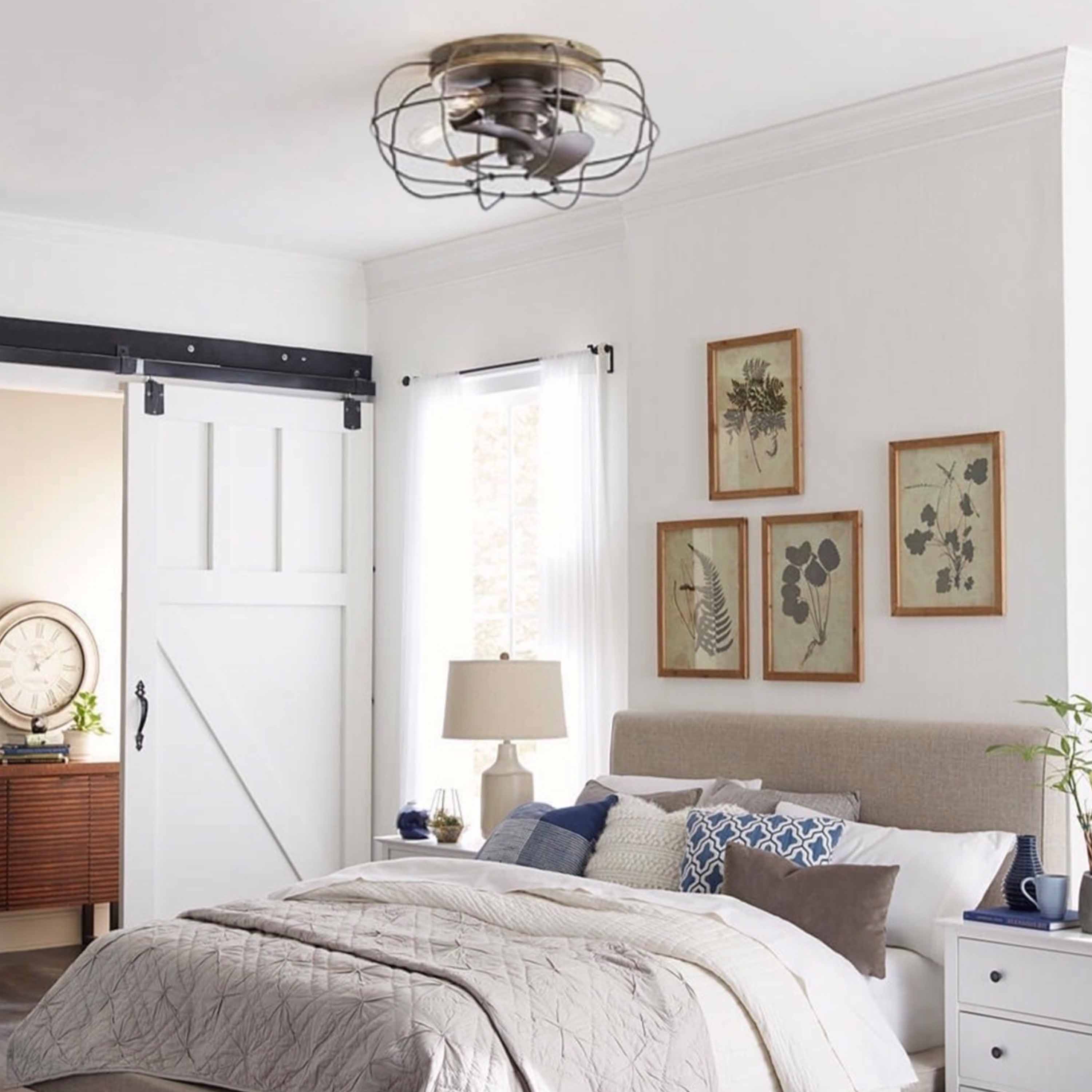 JAXON® 22" Flush Mount Caged Ceiling Fan - Charred Iron - Image 9