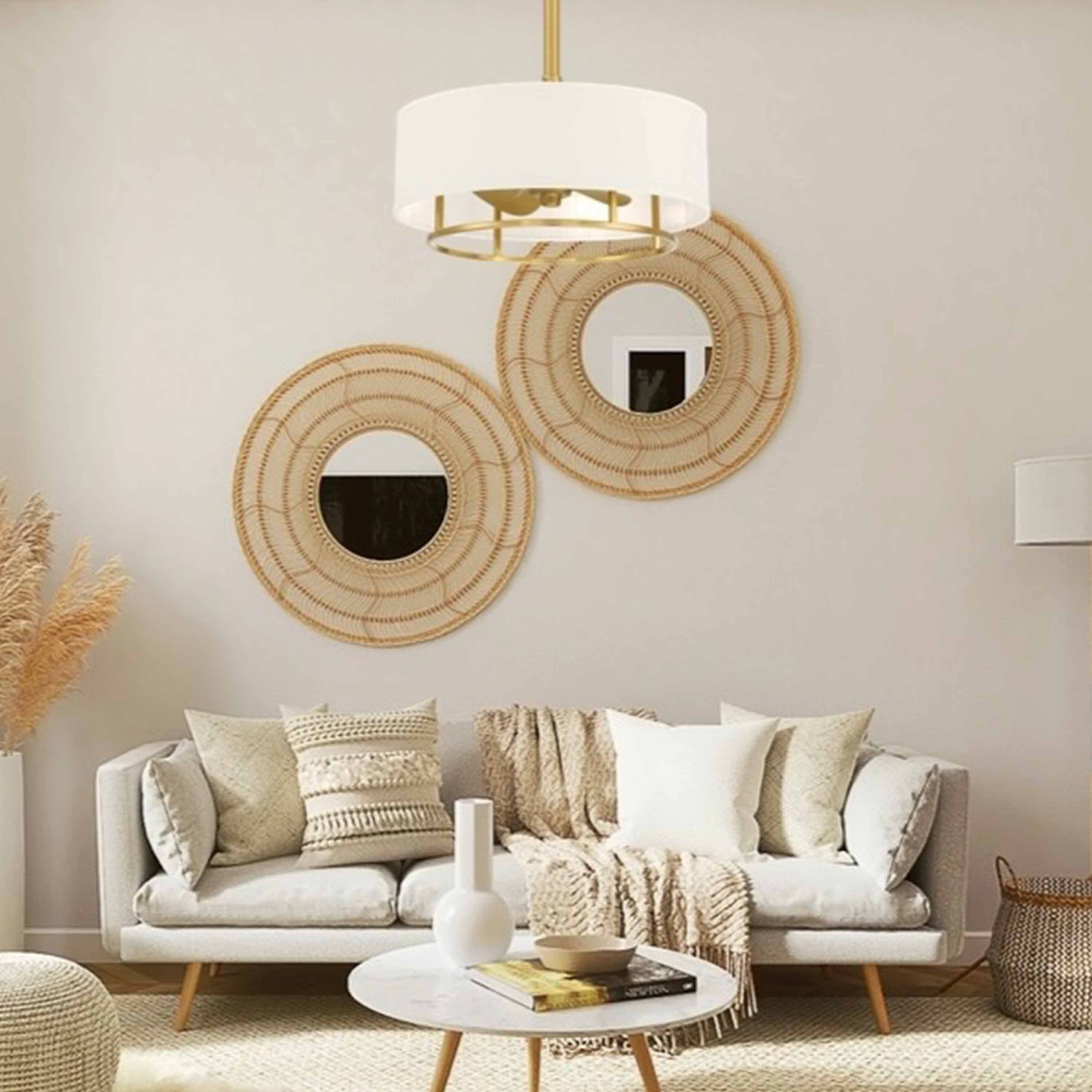KAITI™ Fandelier 20" Drum Shade Ceiling Fan - Aged Brass - Image 11
