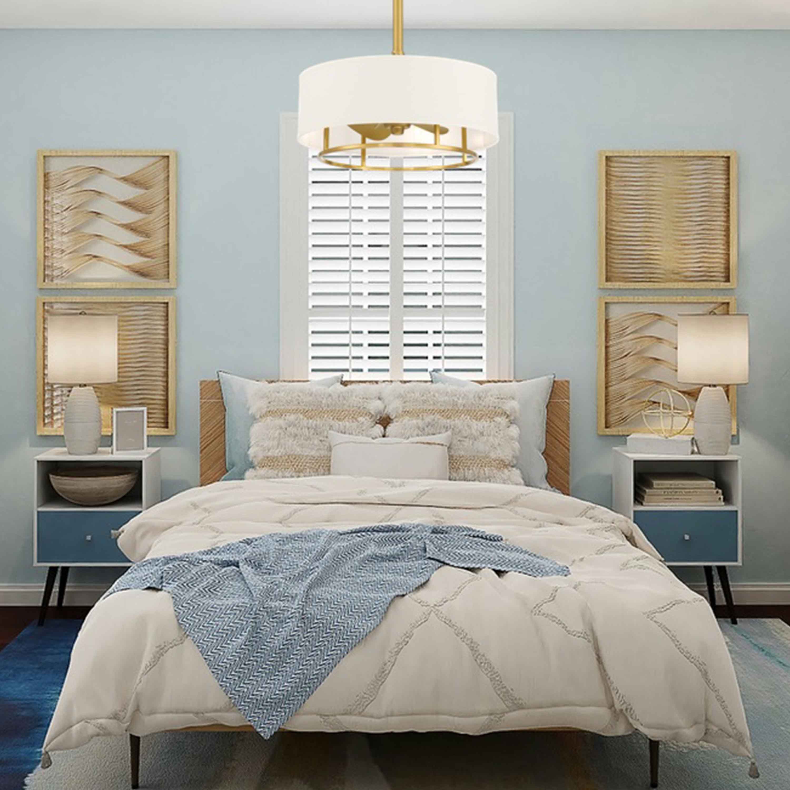 KAITI™ Fandelier 20" Drum Shade Ceiling Fan - Aged Brass - Image 12