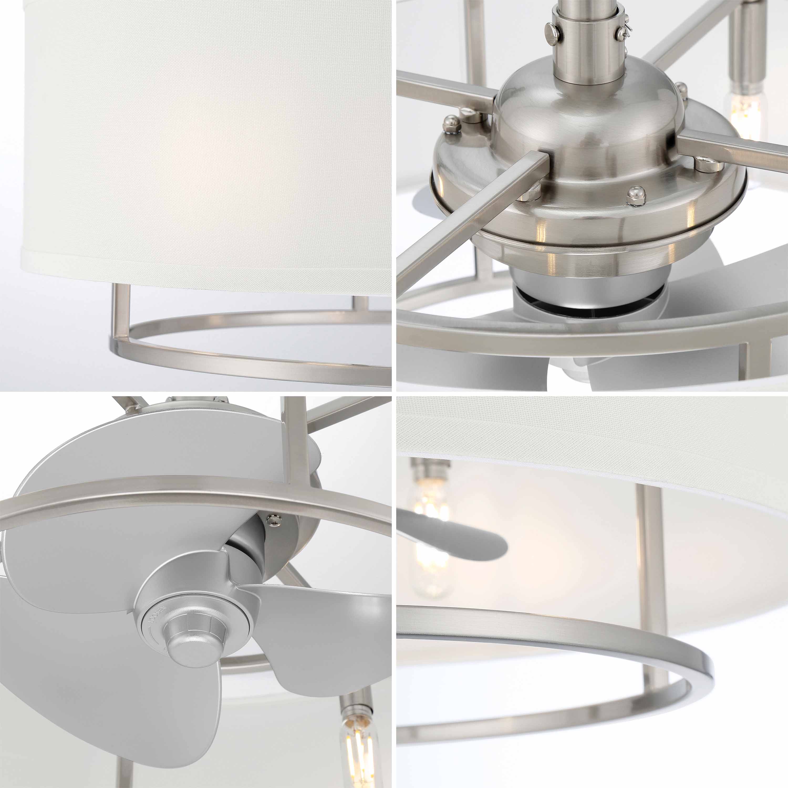 KAITI™ Fandelier- 20"Drum Shade Ceiling Fan - Brushed Nickel - Image 5
