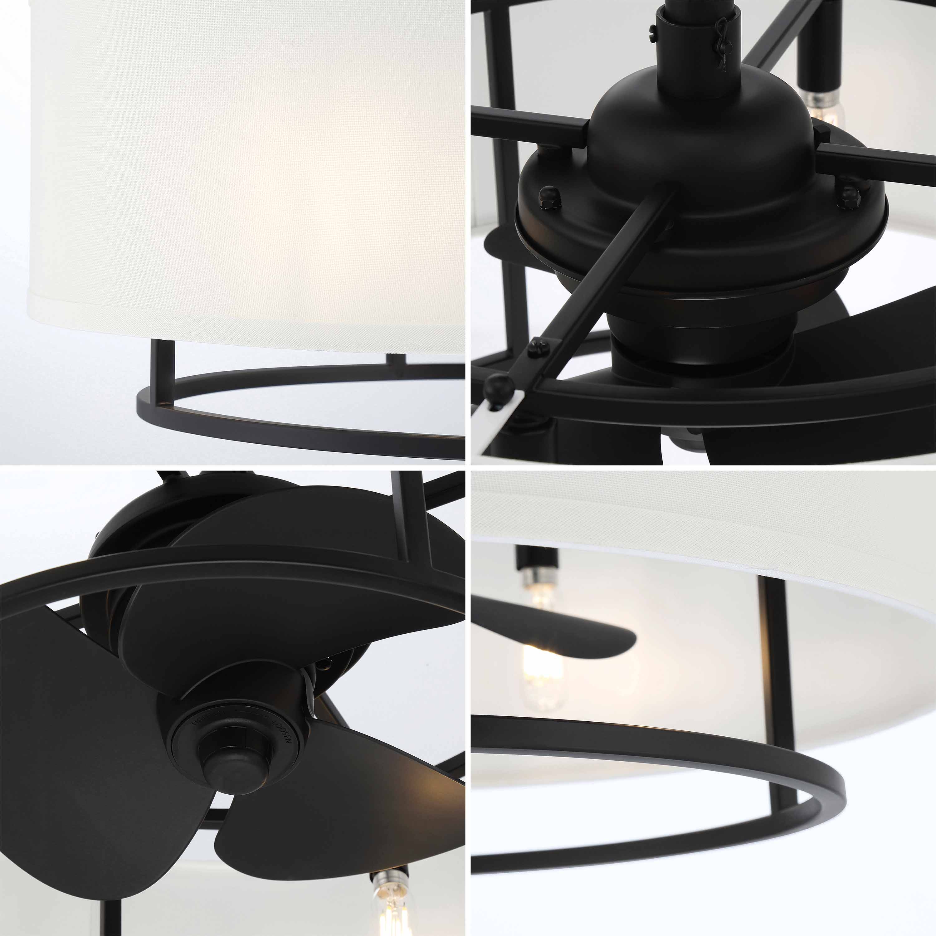 KAITI™ Fandelier - 20" Drum Shade Ceiling Fan - Matte Black - Image 5