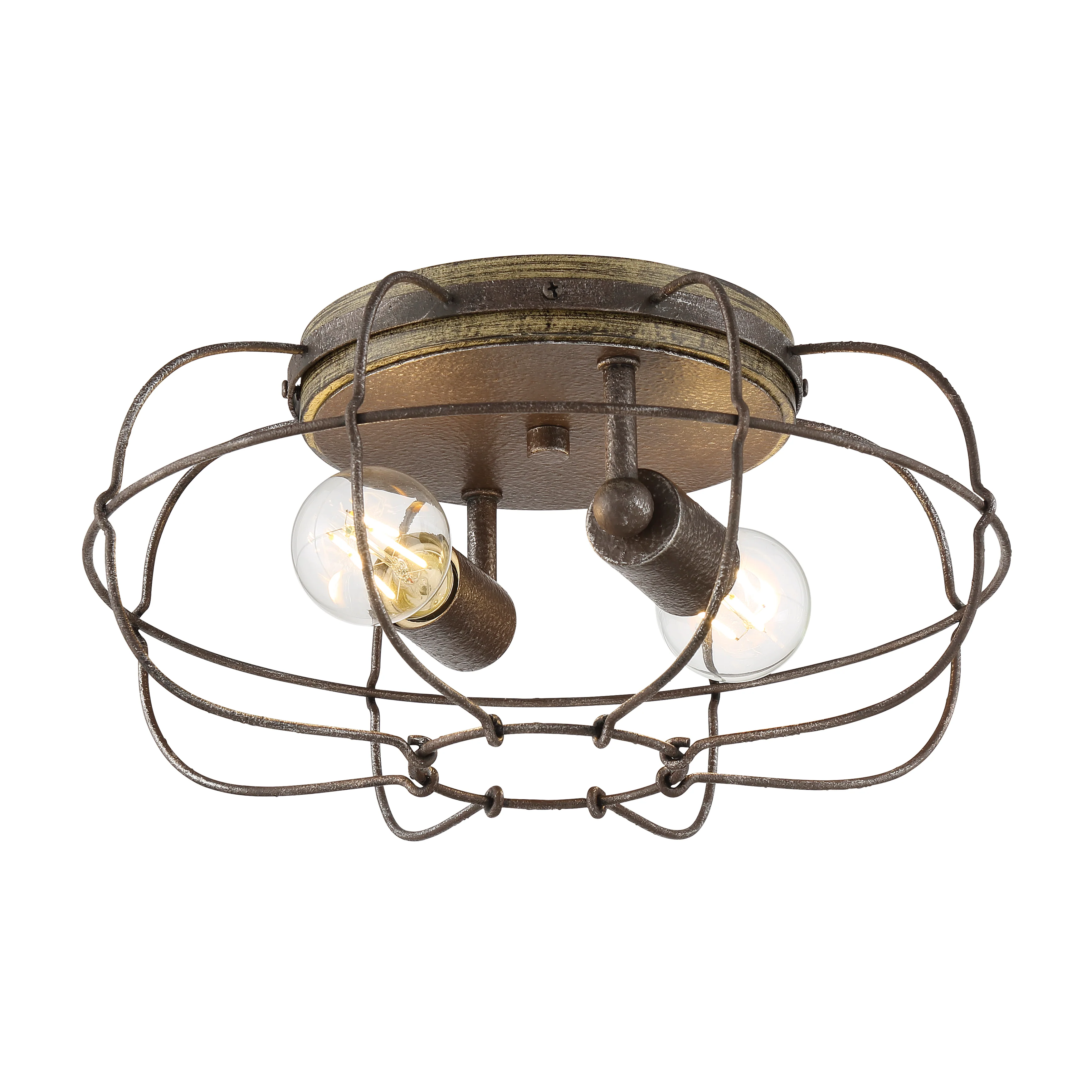 LYAM™ 14 inch 2-Light Flush Mount Light Fixture - Charred Iron Finish - Image 4
