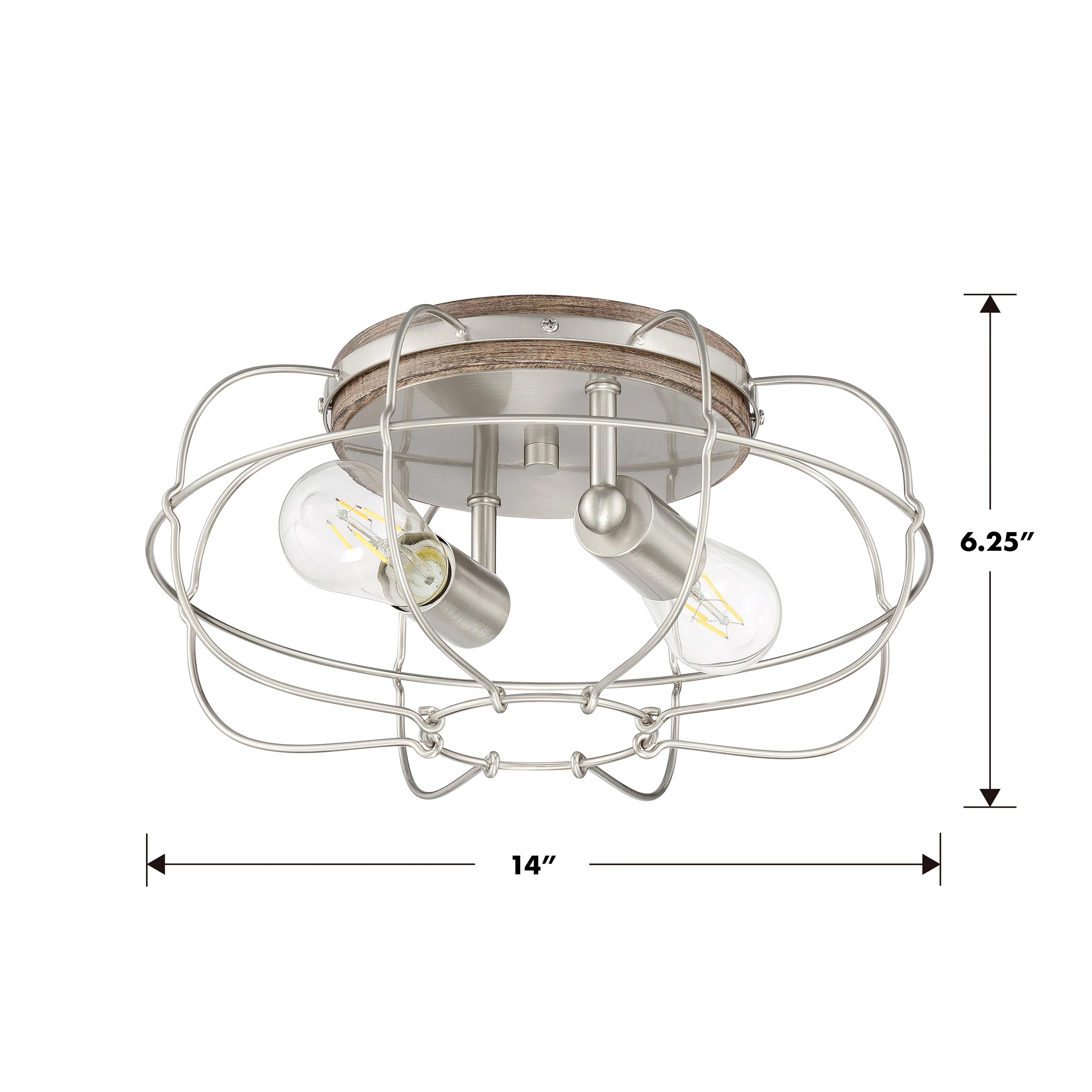 LYAM® 14 inch 2-Light Flush Mount Light Fixture - Brushed Nickel Finish - Image 3