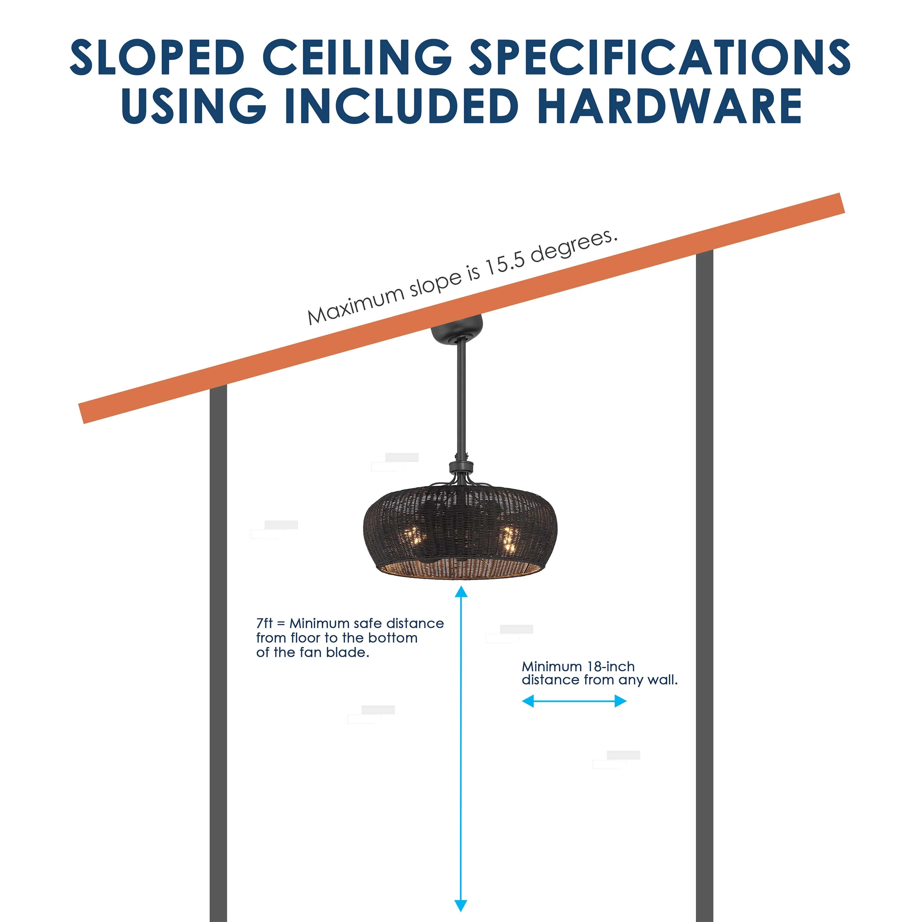 MARIBEL® Fandelier- 22" Rattan Shade Ceiling Fan- Matte Black - Image 5