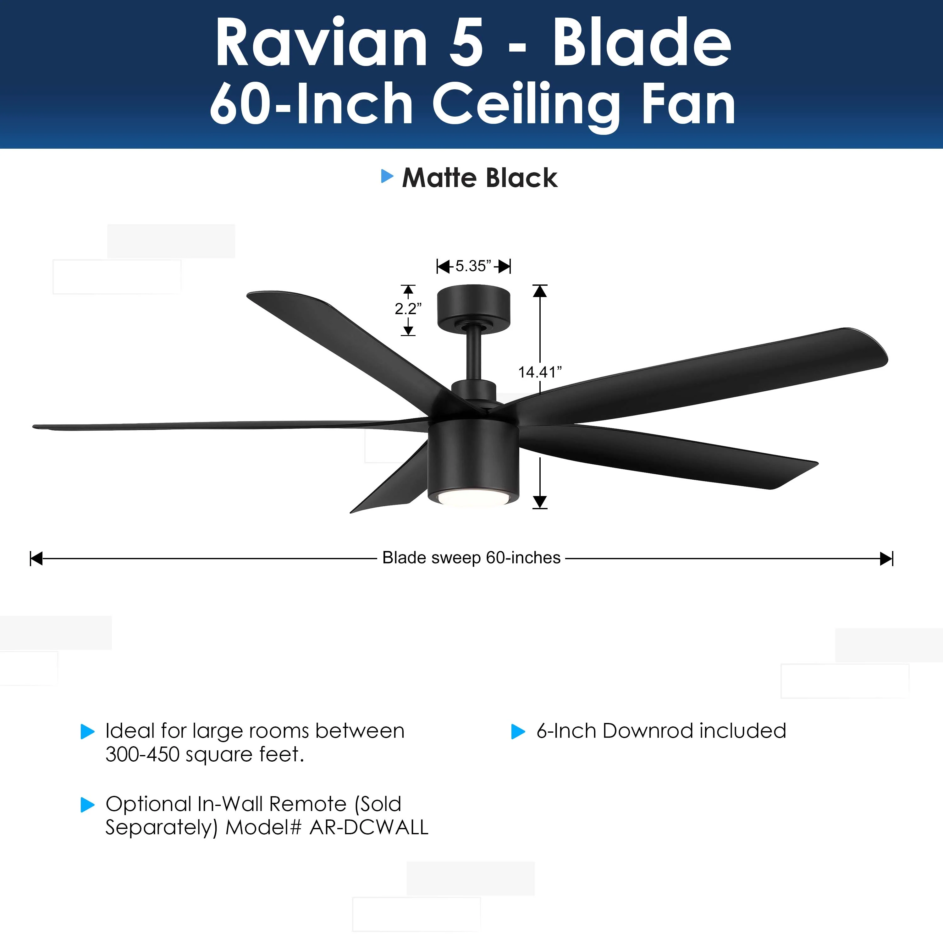 RAVIAN® 60" 5-Blade Ceiling Fan - Image 13