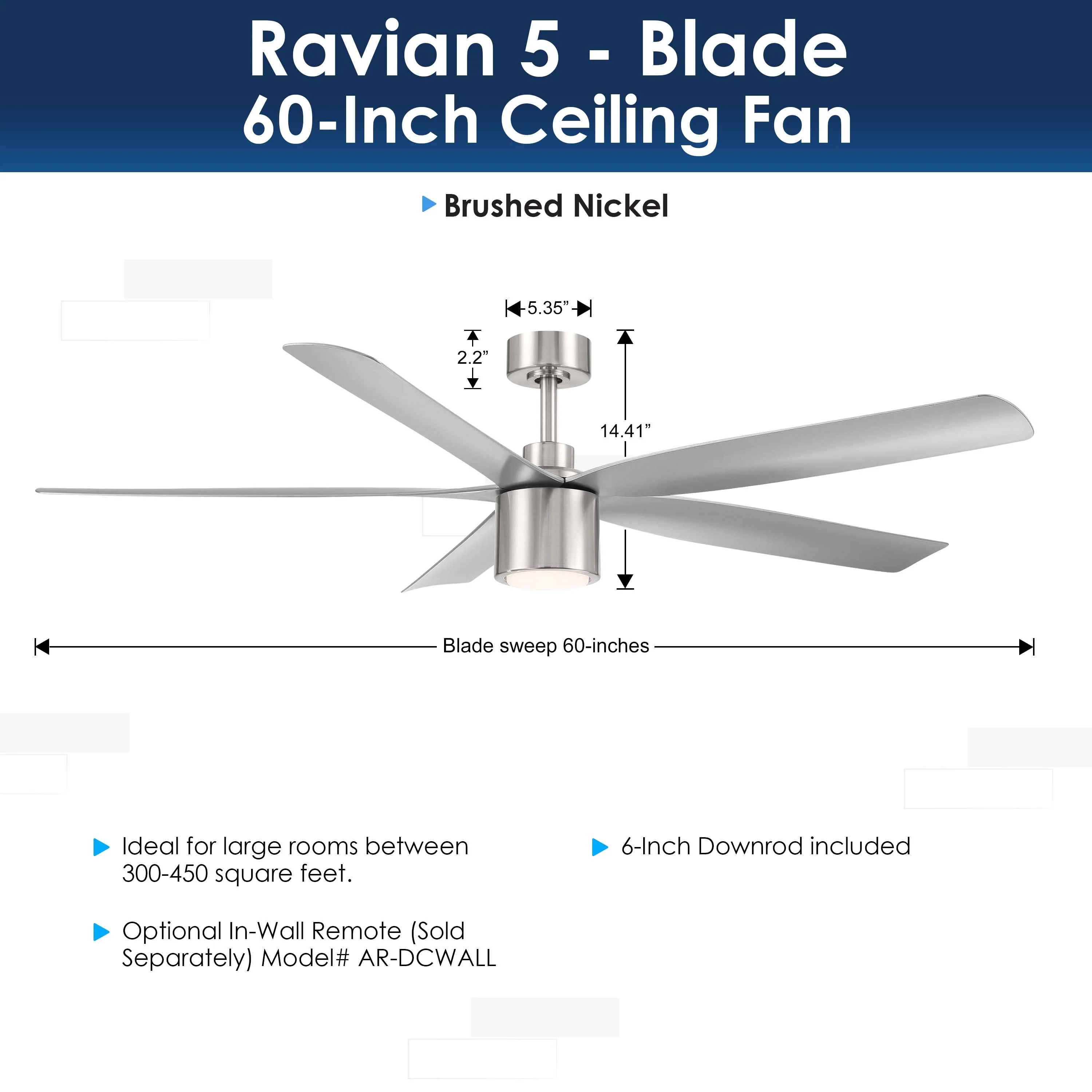 RAVIAN® 60" 5-Blade Ceiling Fan - Image 3