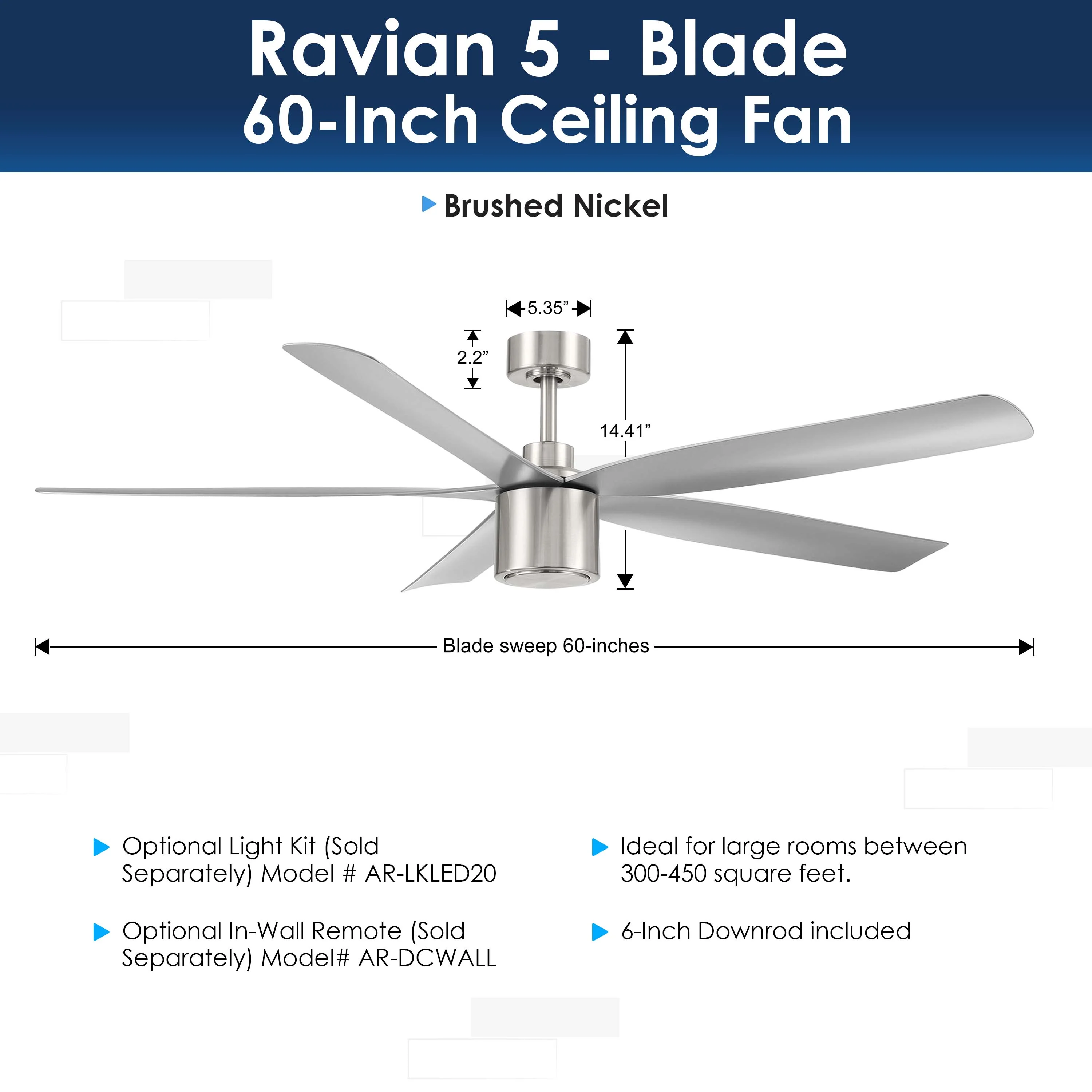 RAVIAN® 60" 5-Blade Ceiling Fan - Image 8
