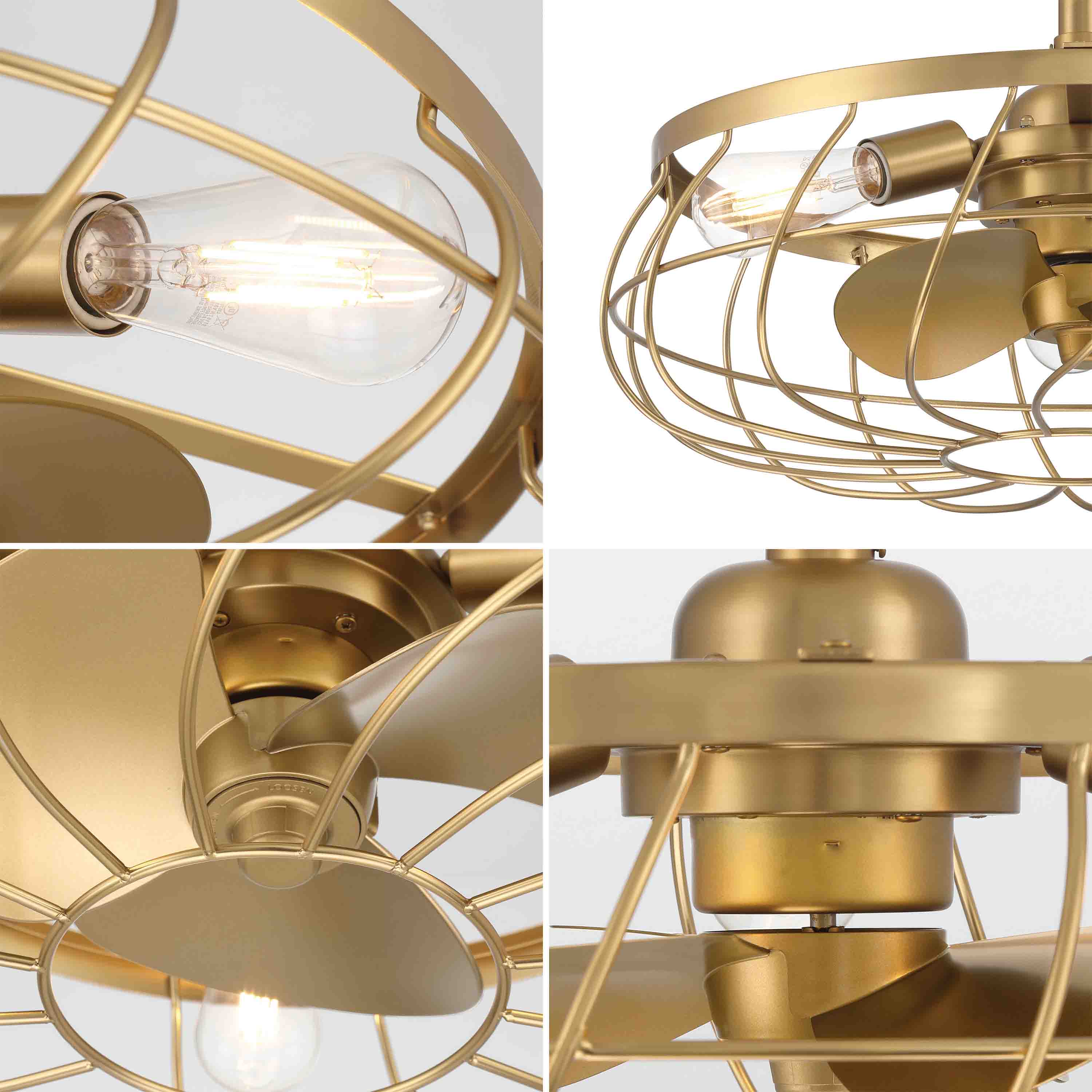 SANTIAGO® 22" Caged Ceiling Fan - Aged Brass Finish - Image 4