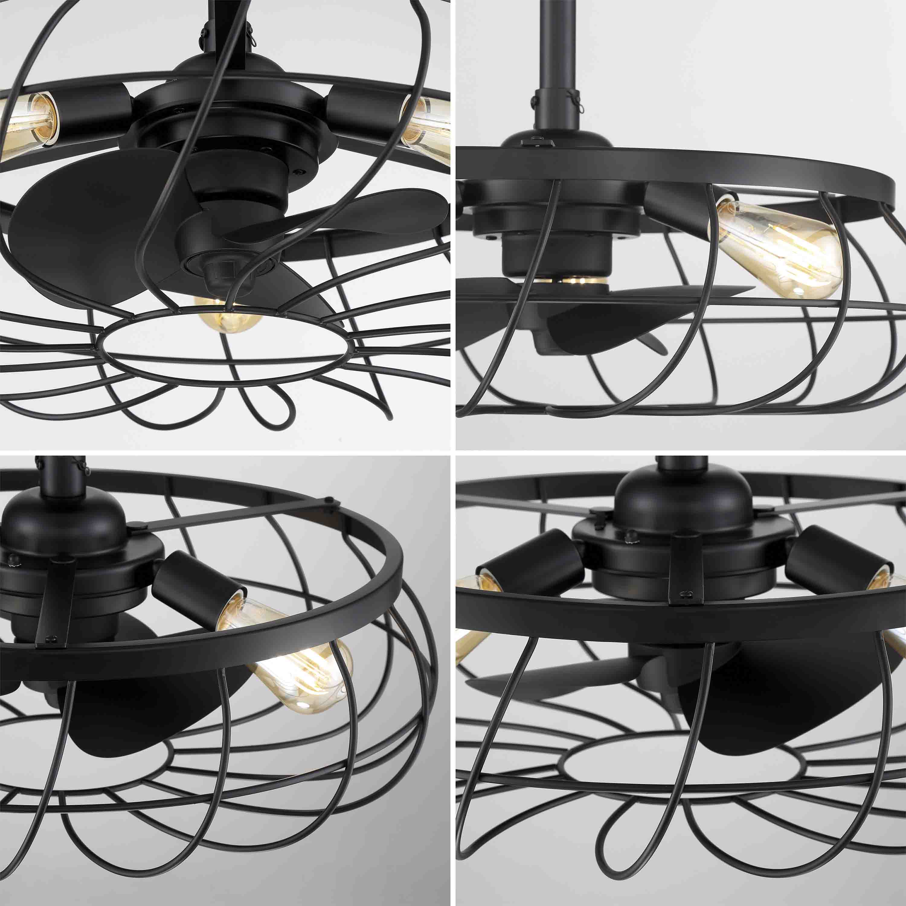 SANTIAGO® 22" Caged Ceiling Fan - Matte Black Finish - Image 4
