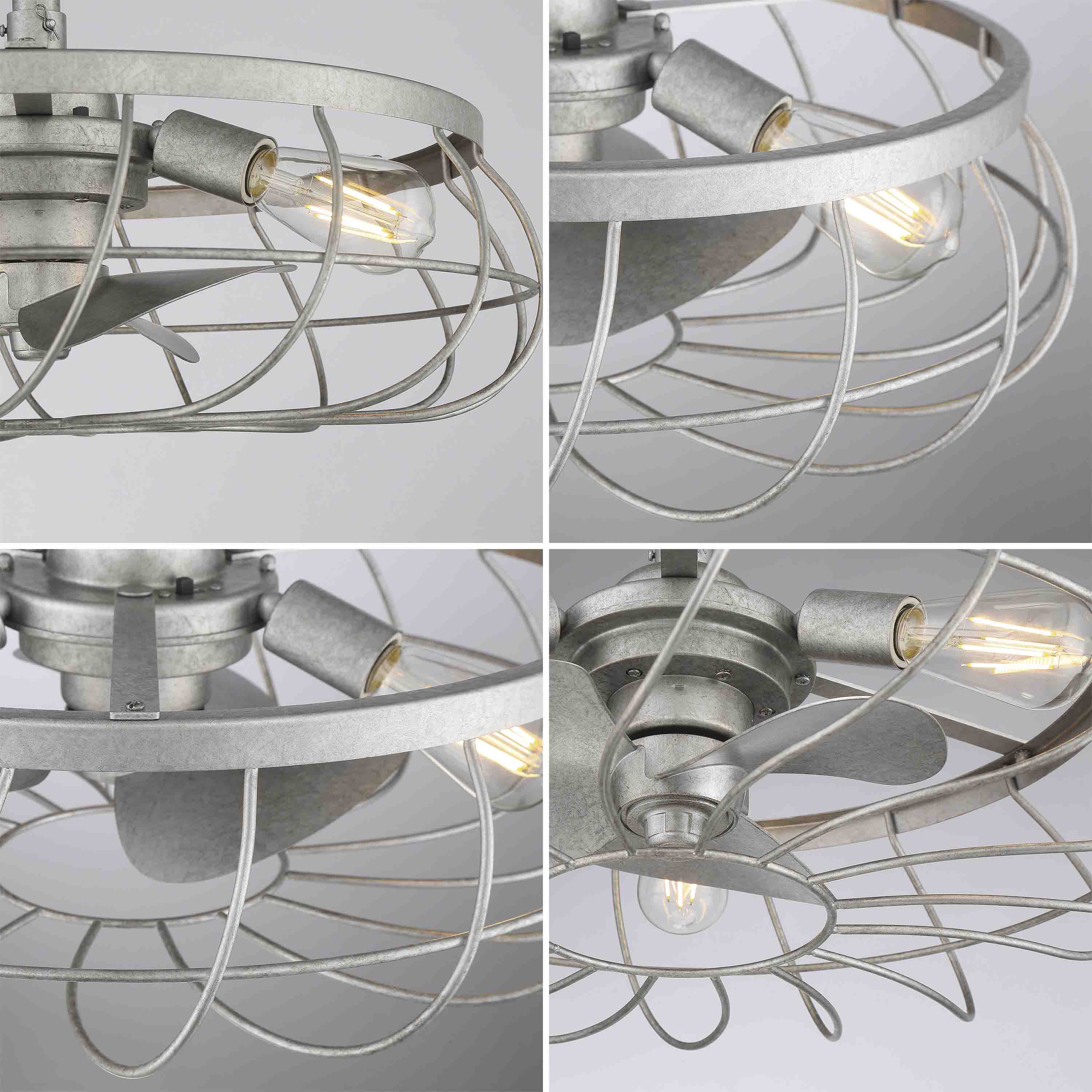 SANTIAGO® 22" Caged Ceiling Fan - Galvanized Finish - Image 4